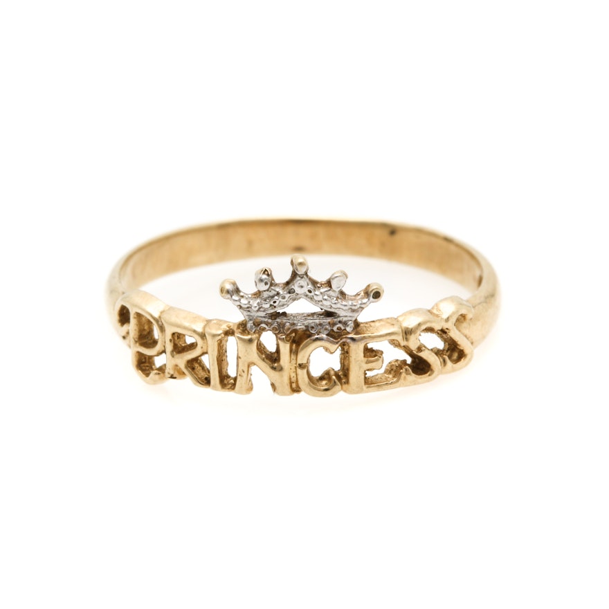 10K Two Tone "Princess" Ring