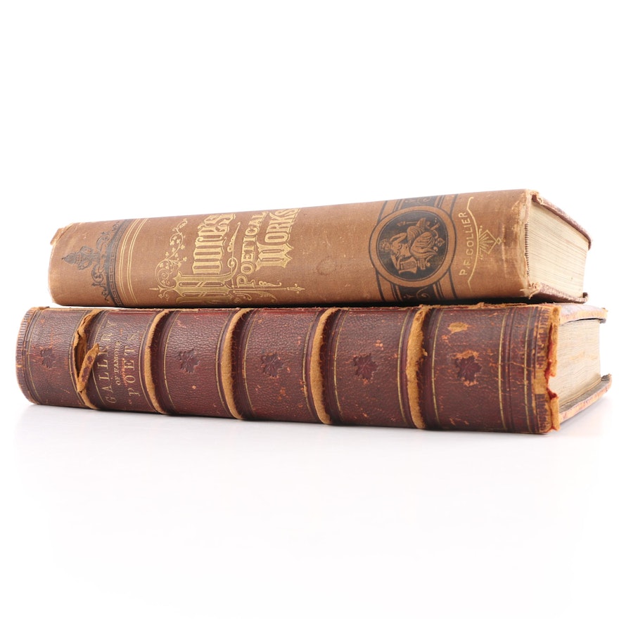 Antique Leather Bound Poetry Books