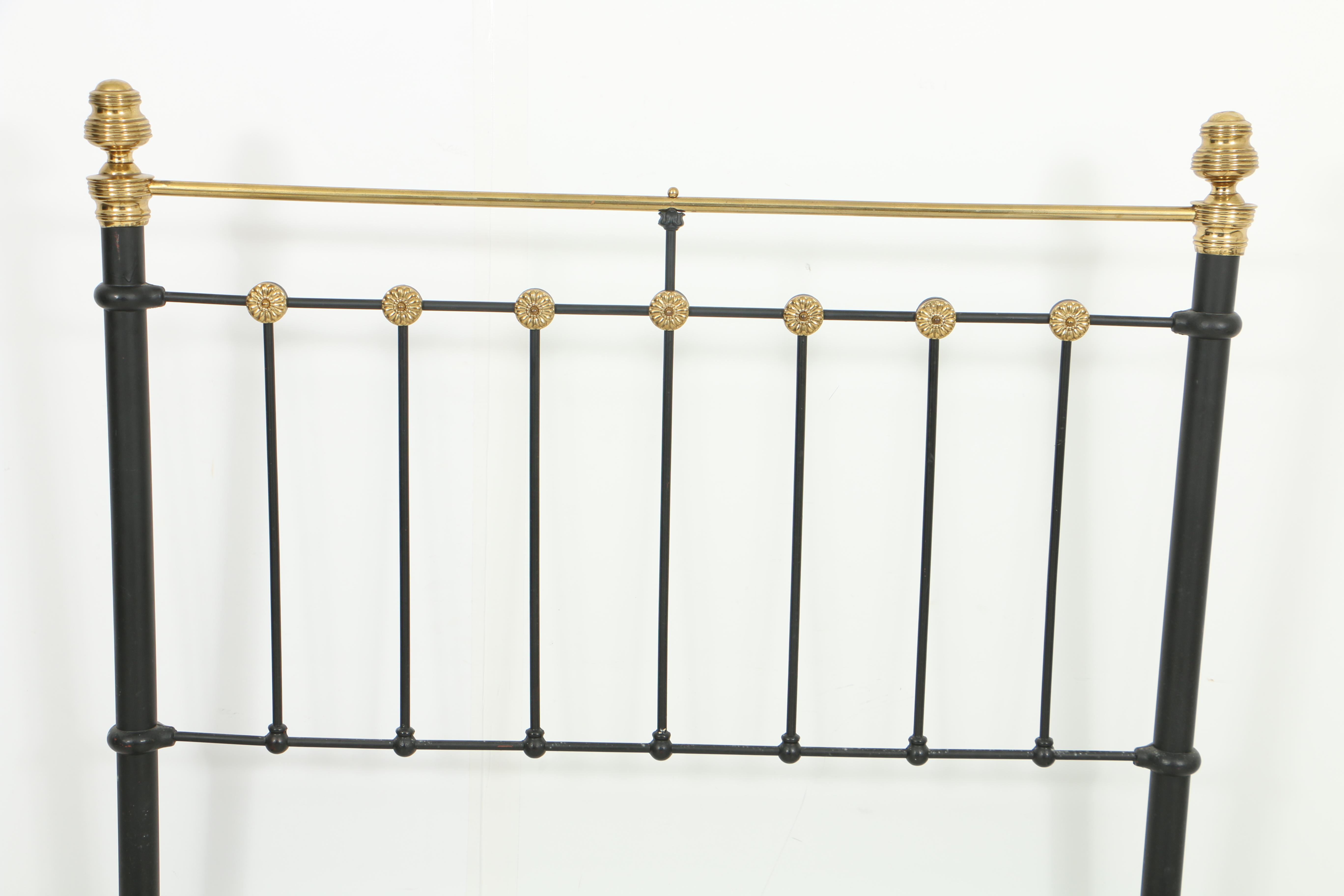 Antique Late Victorian Iron and Brass Bed Frame, Circa 1900