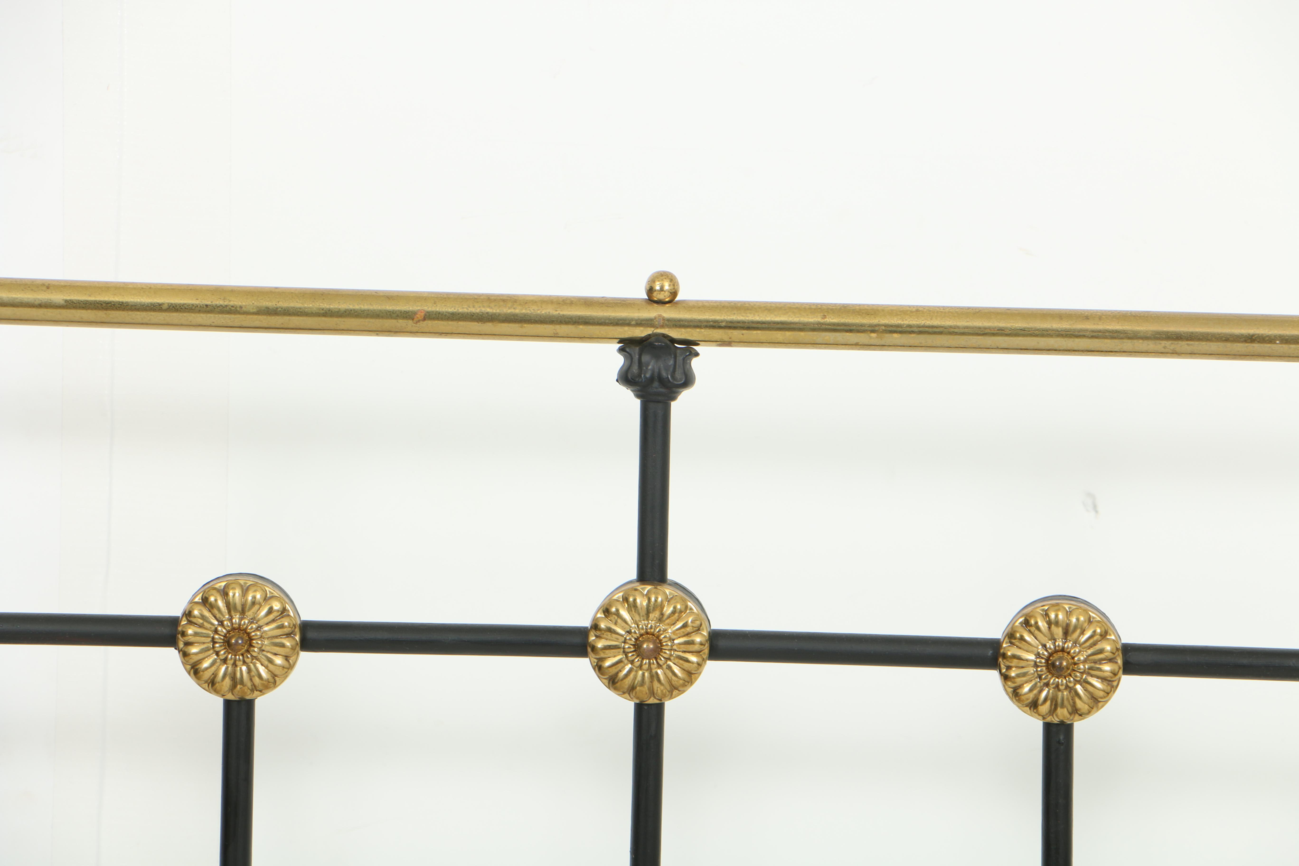 Antique Late Victorian Iron and Brass Bed Frame, Circa 1900
