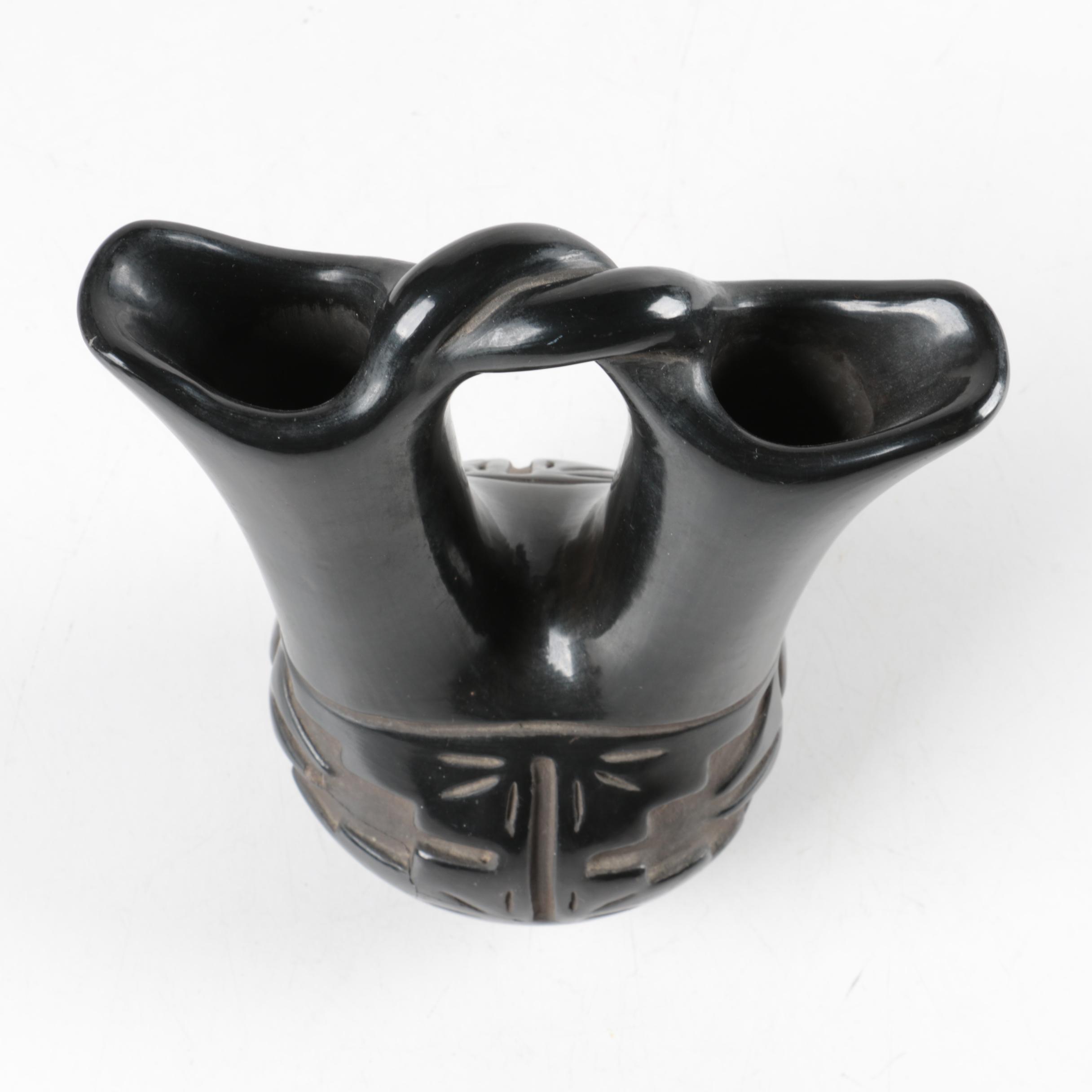 Pablita Chavarria Santa Clara Pueblo Blackware Wedding Vase
