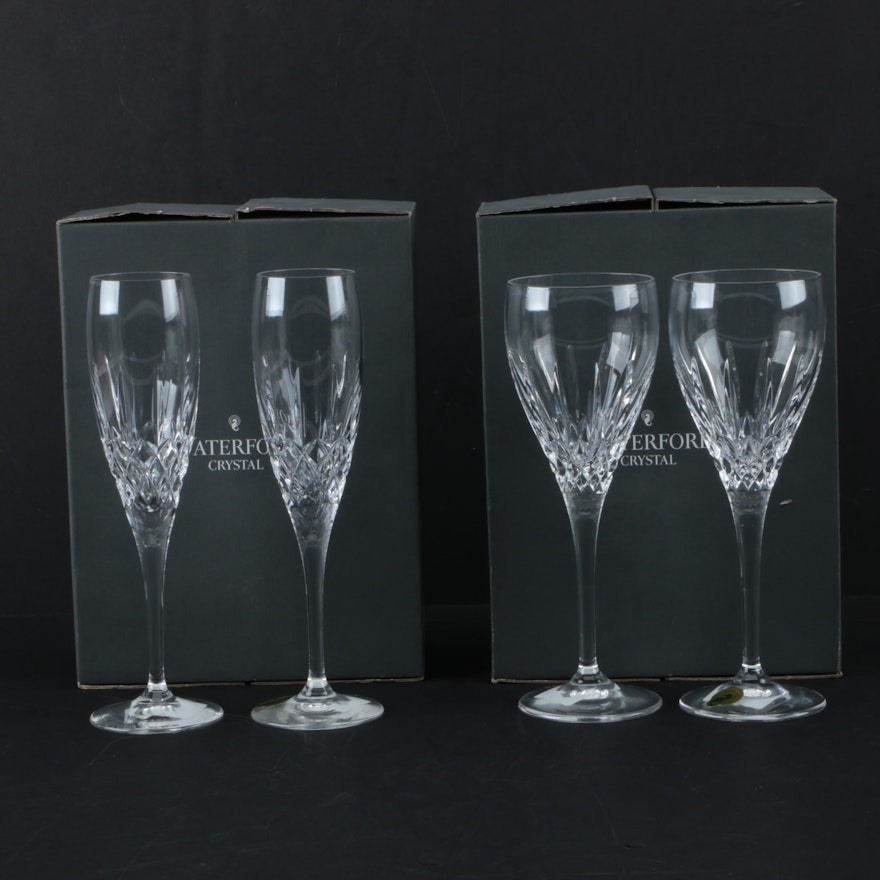 Waterford Crystal Nocturne "Eclipse" Water Goblets and Champagne Flutes