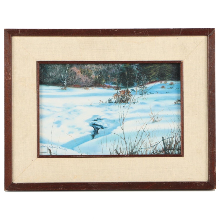 Gloria Malcolm Arnold Acrylic Painting of a Snowy Scene
