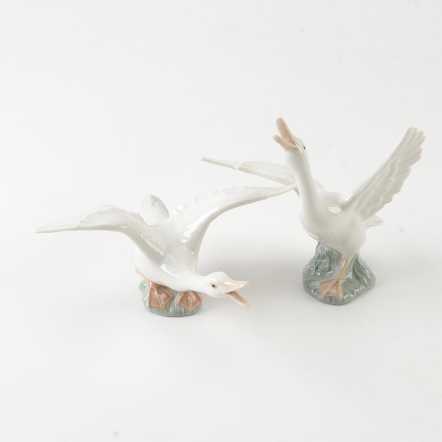 Lladró Porcelain Geese Figurines