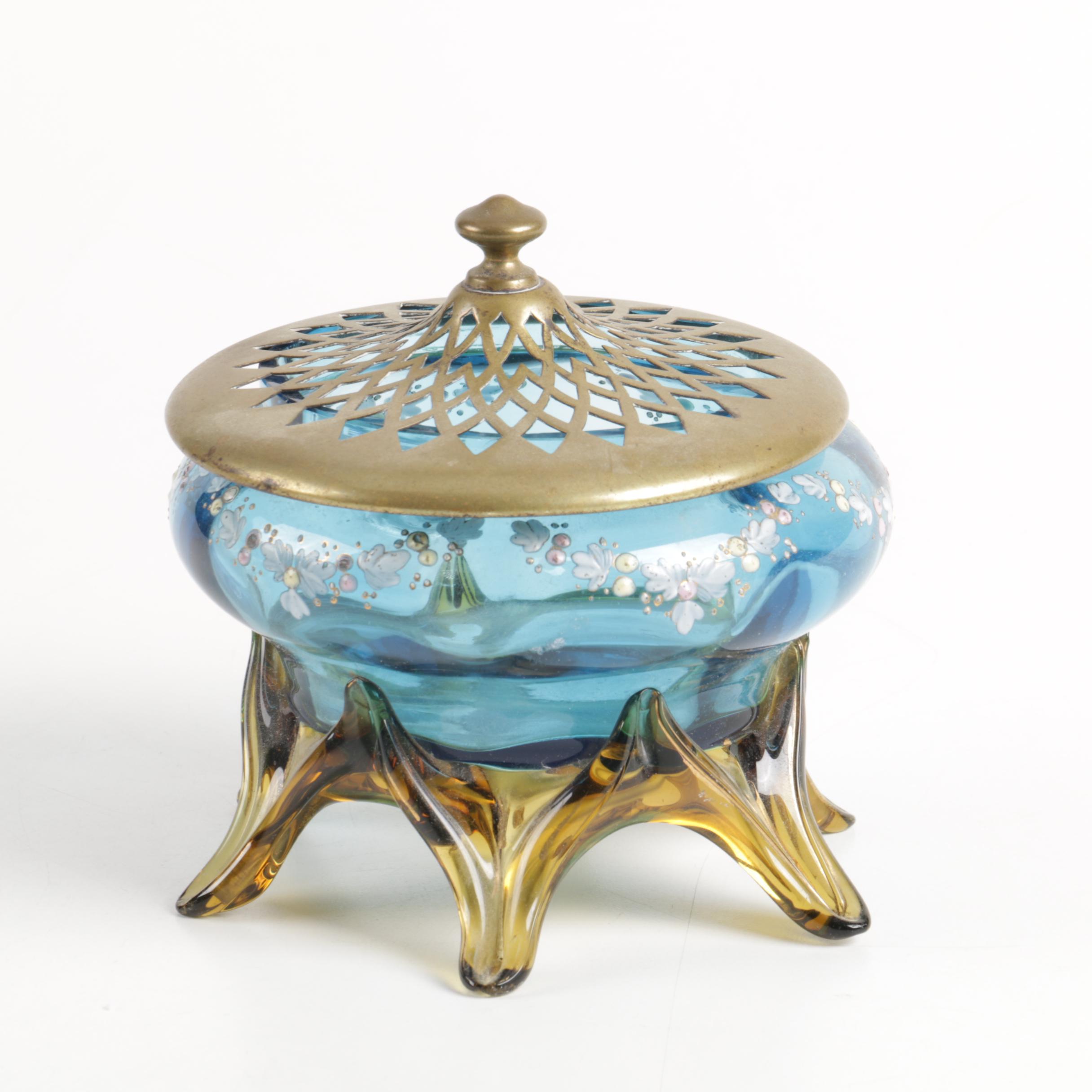Victorian Enameled Glass Vanity Jars