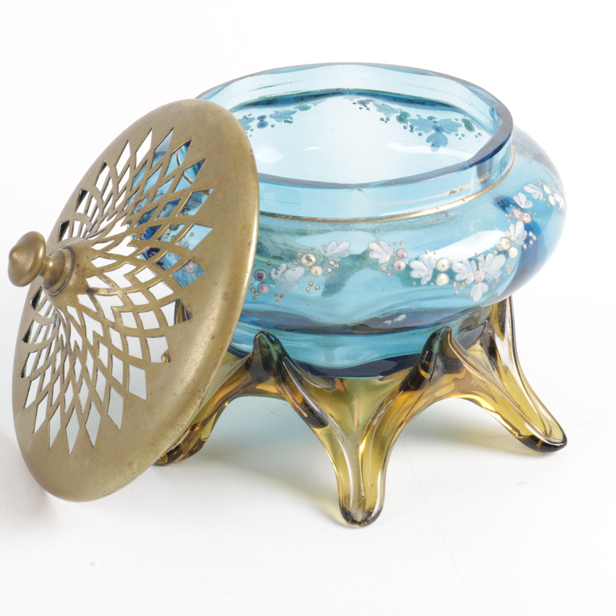 Victorian Enameled Glass Vanity Jars