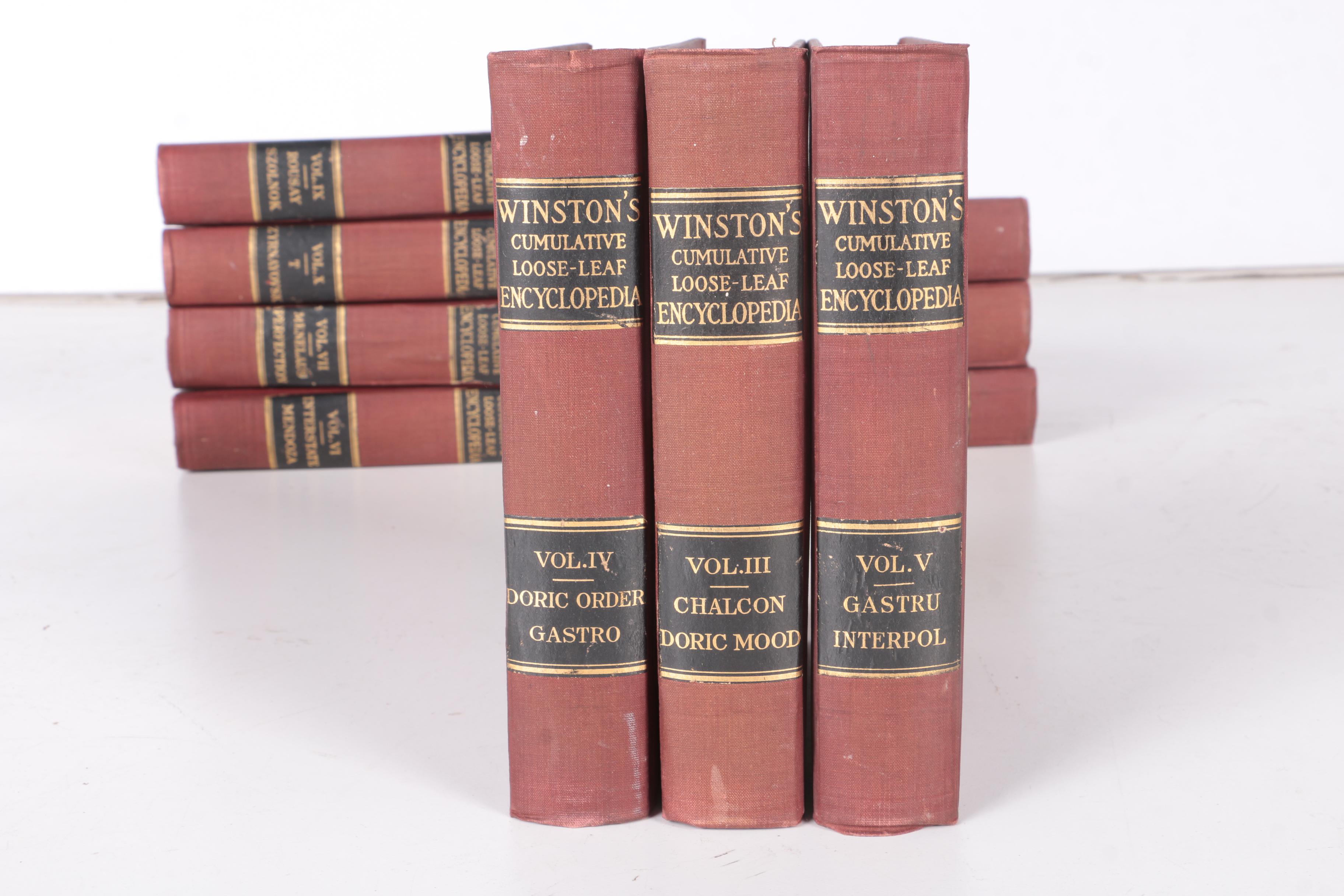 1921 "Winston's Cumulative Loose-Leaf Encyclopedia" in Ten Volumes