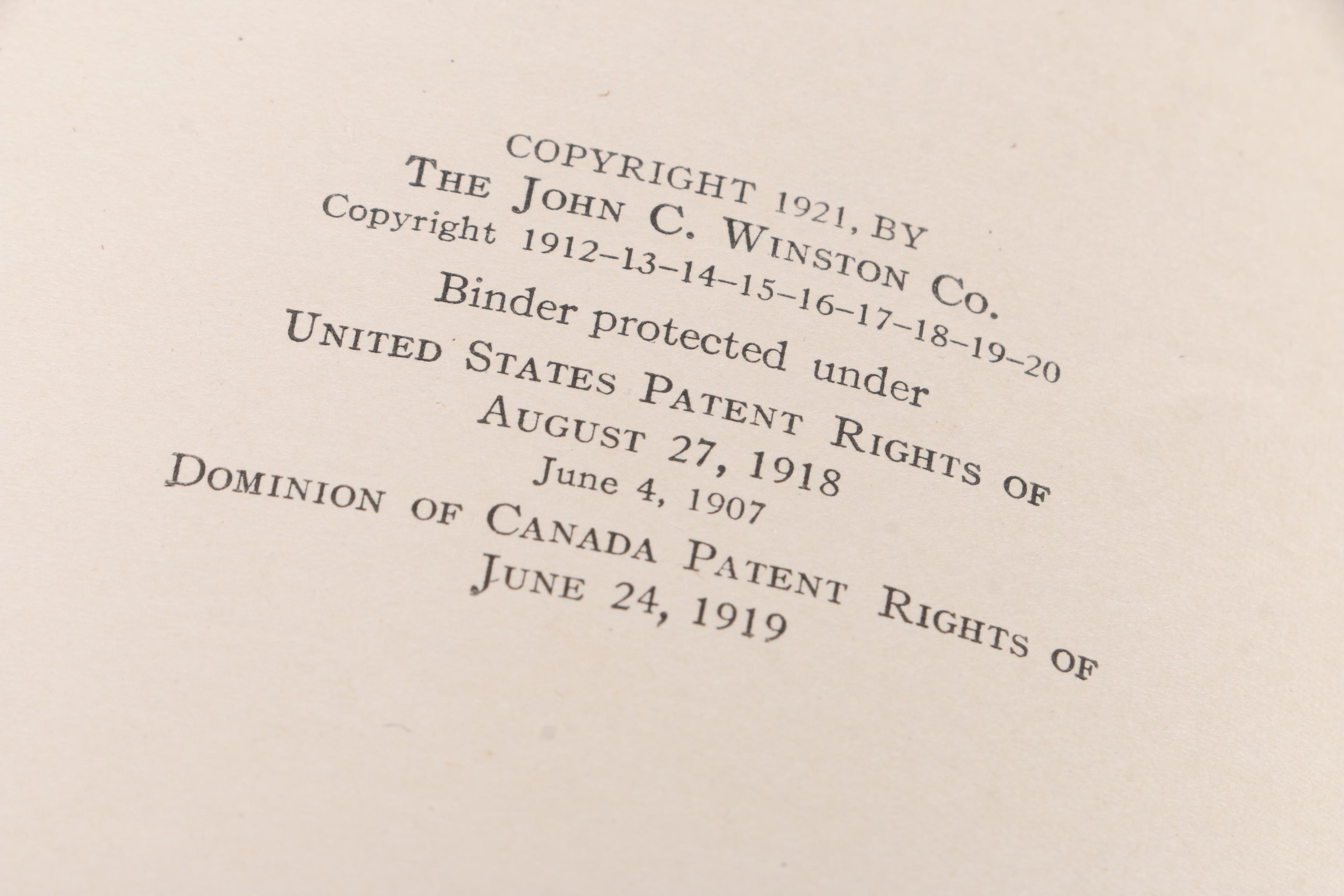 1921 "Winston's Cumulative Loose-Leaf Encyclopedia" in Ten Volumes