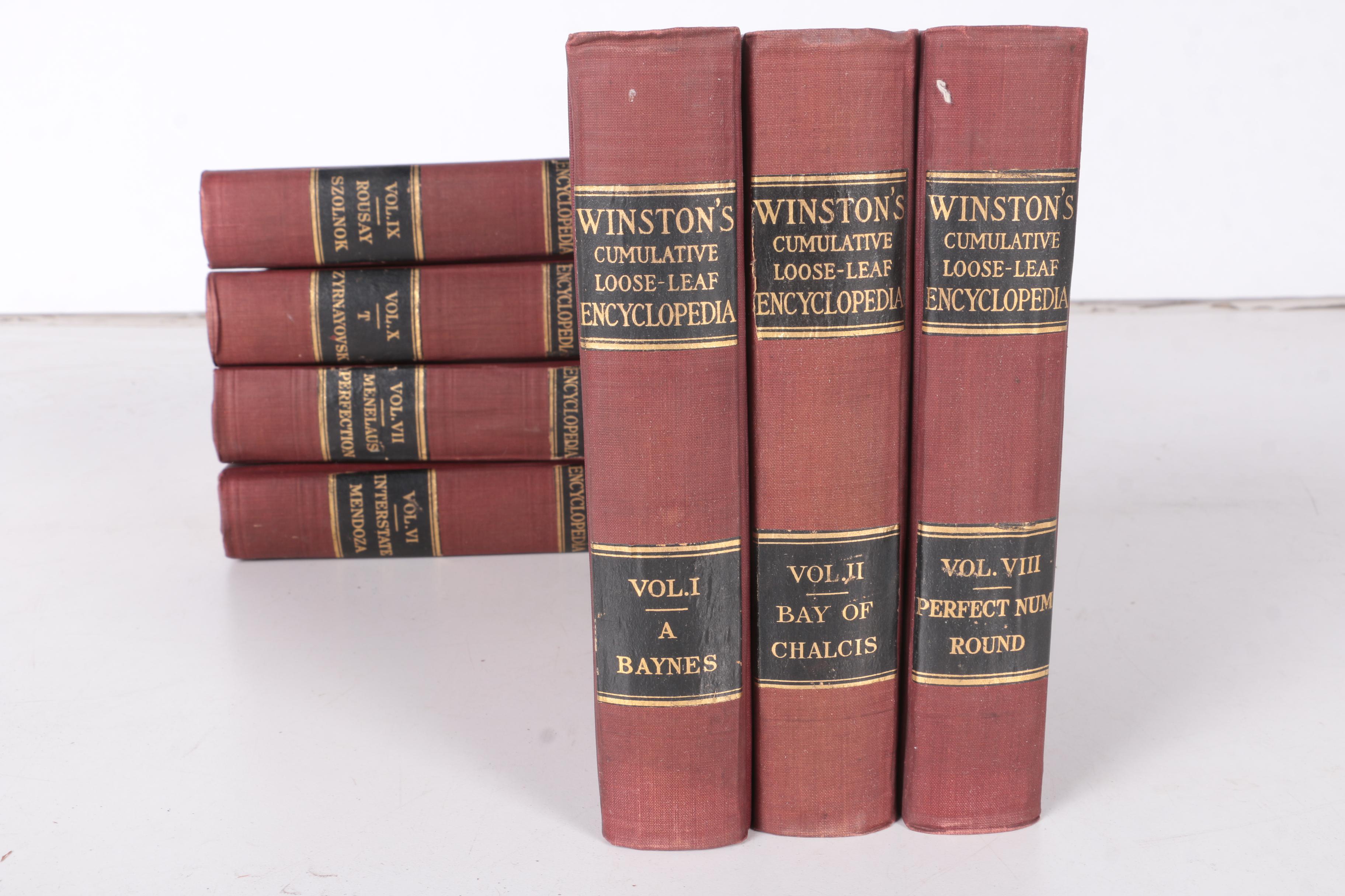 1921 "Winston's Cumulative Loose-Leaf Encyclopedia" in Ten Volumes