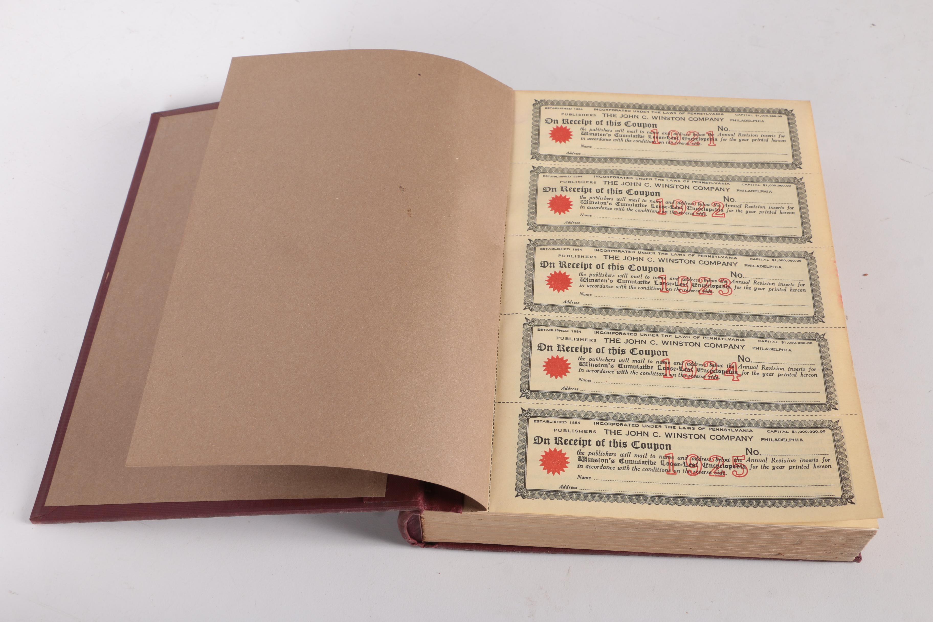 1921 "Winston's Cumulative Loose-Leaf Encyclopedia" in Ten Volumes