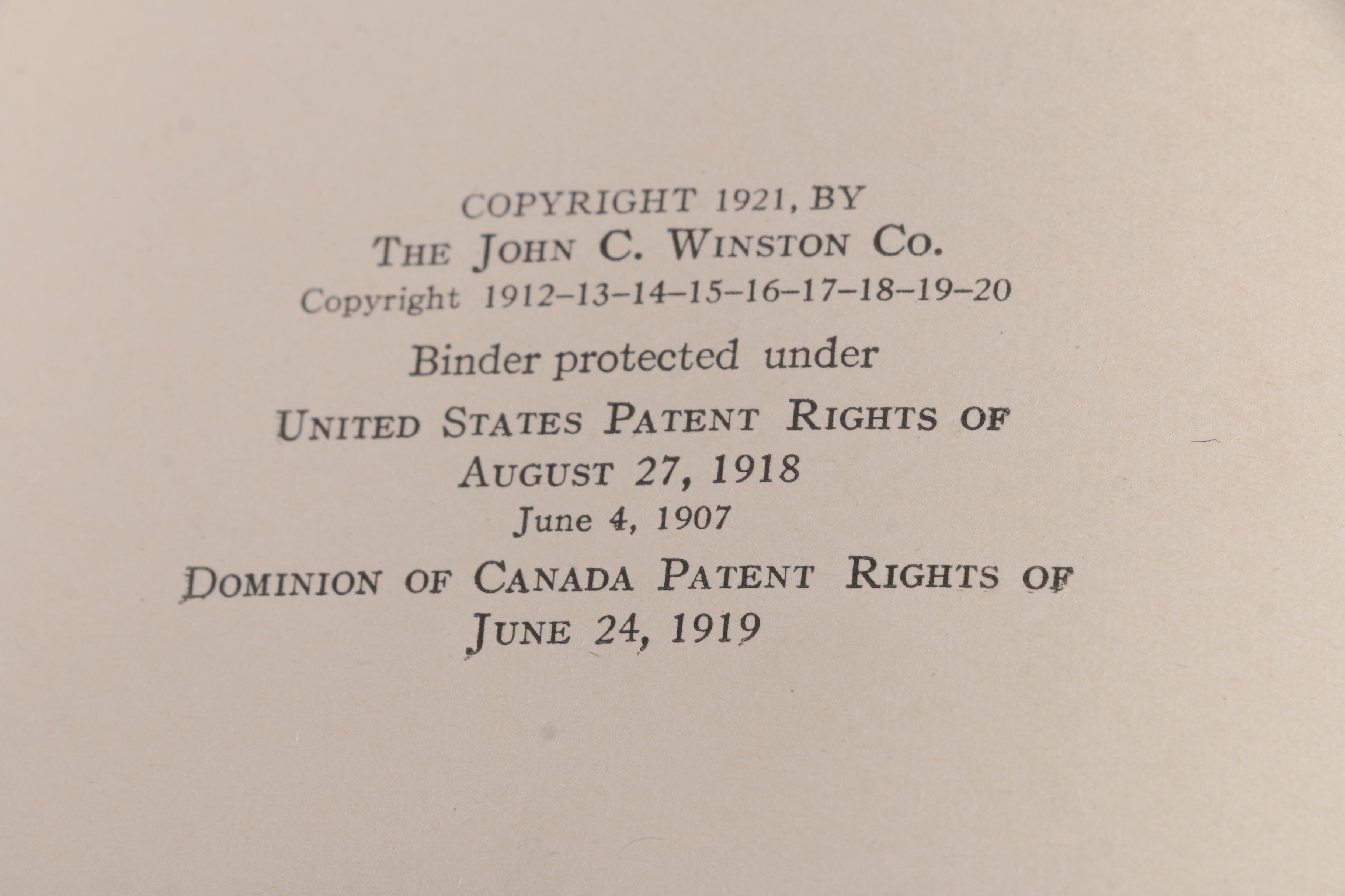 1921 "Winston's Cumulative Loose-Leaf Encyclopedia" in Ten Volumes