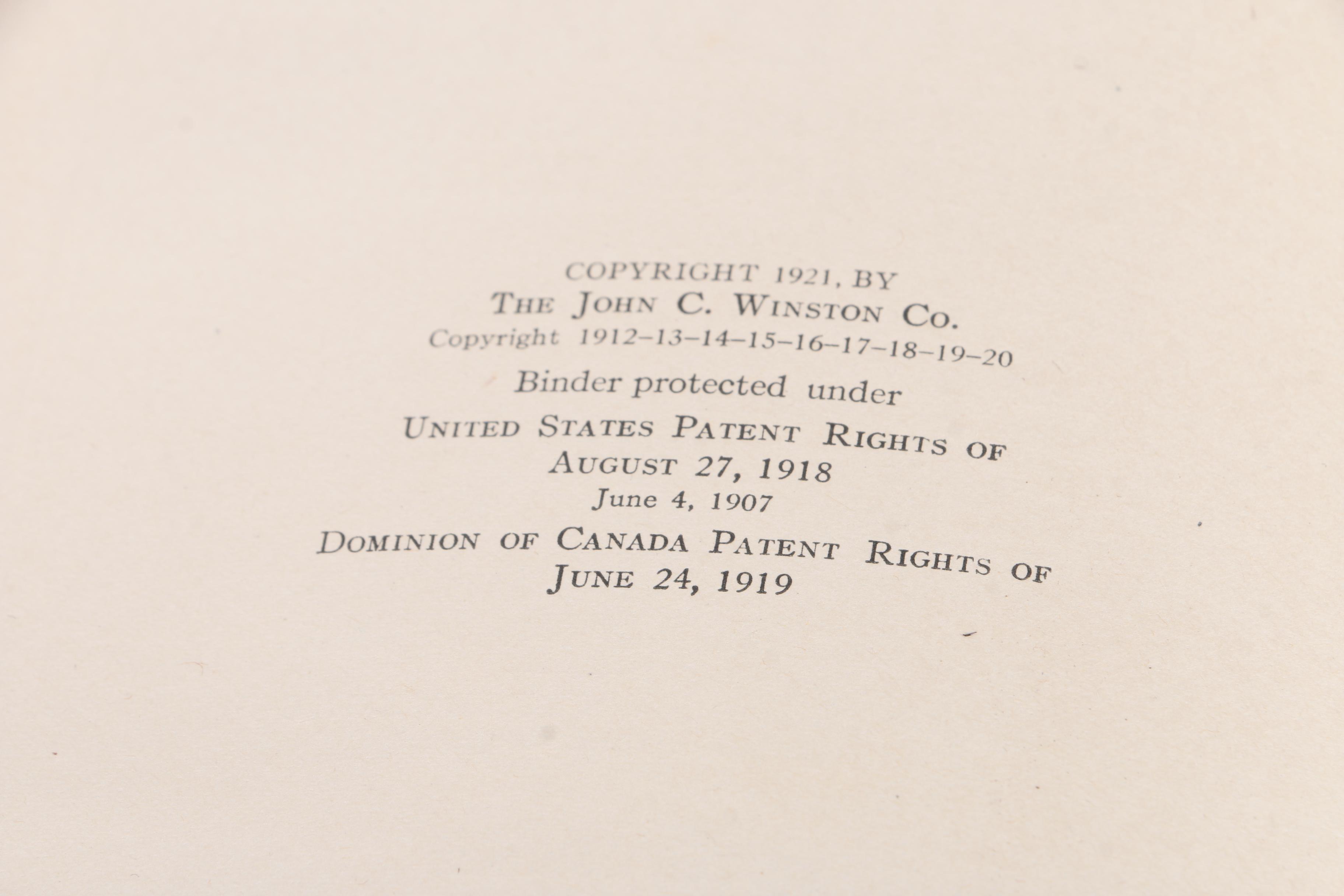 1921 "Winston's Cumulative Loose-Leaf Encyclopedia" in Ten Volumes