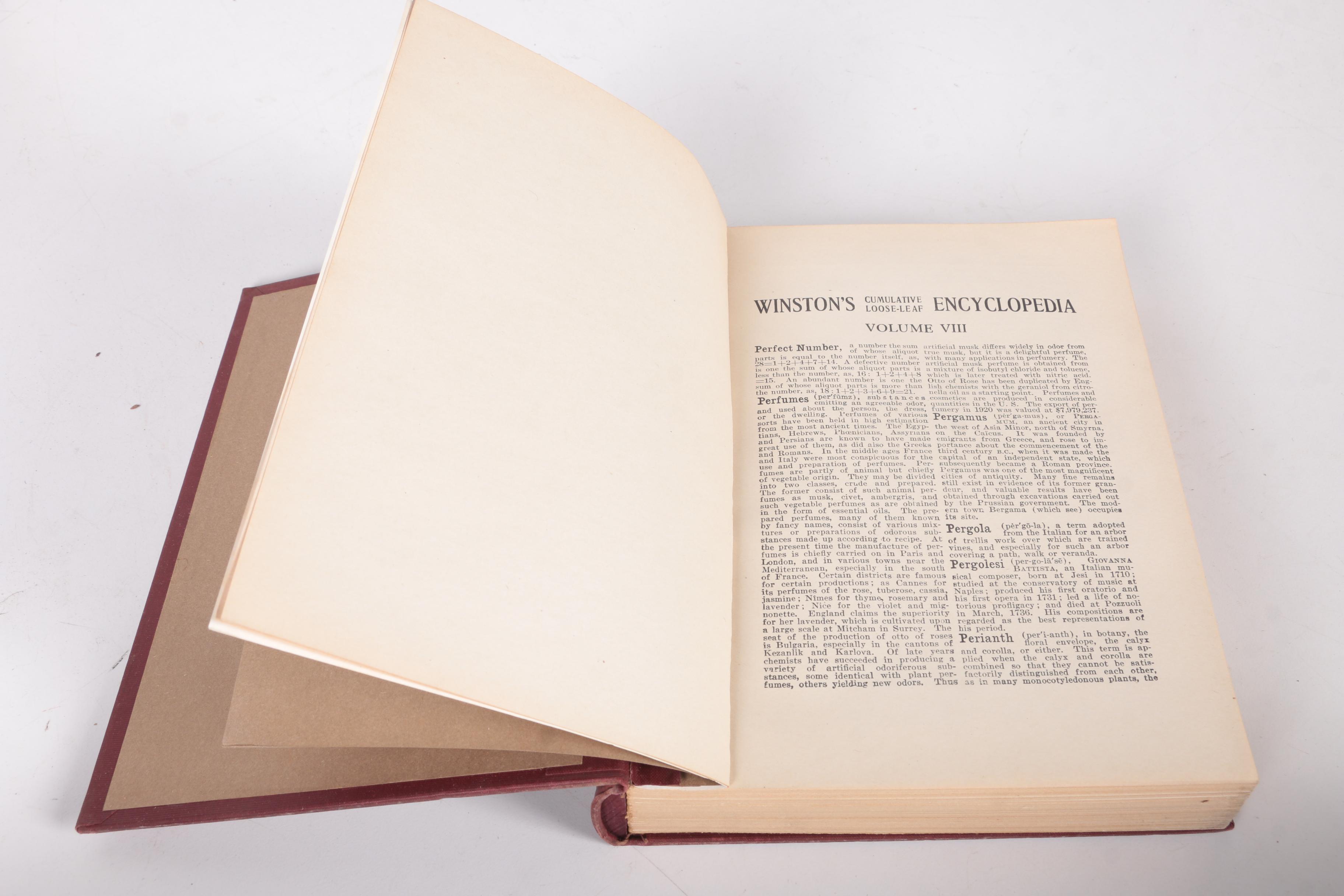 1921 "Winston's Cumulative Loose-Leaf Encyclopedia" in Ten Volumes