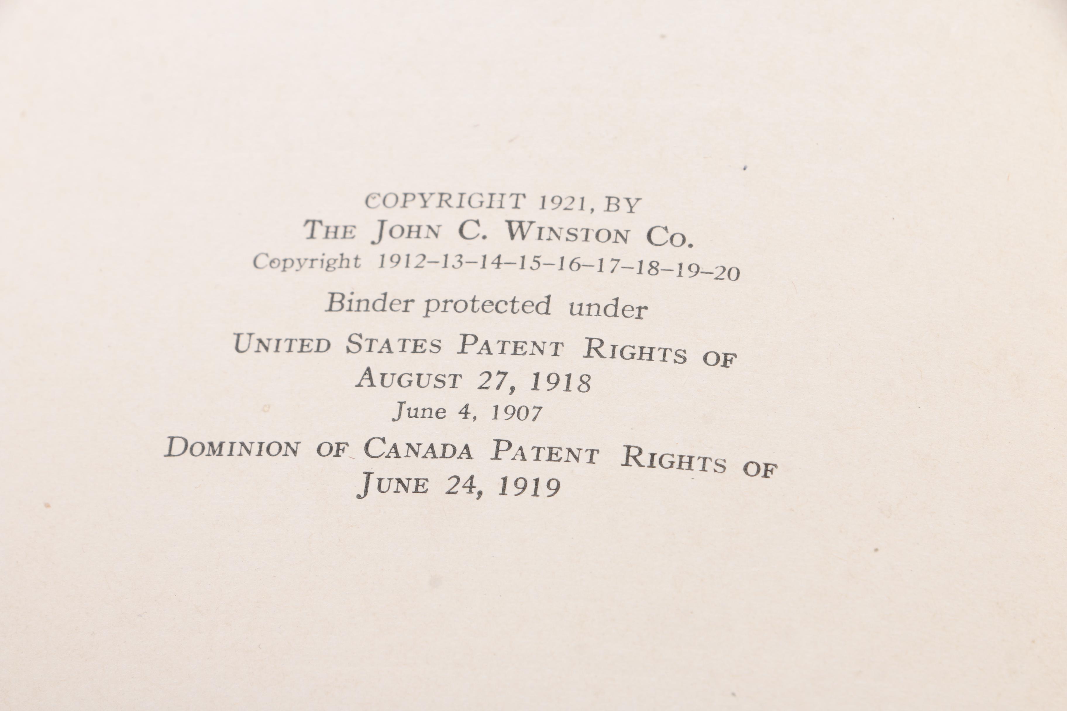 1921 "Winston's Cumulative Loose-Leaf Encyclopedia" in Ten Volumes