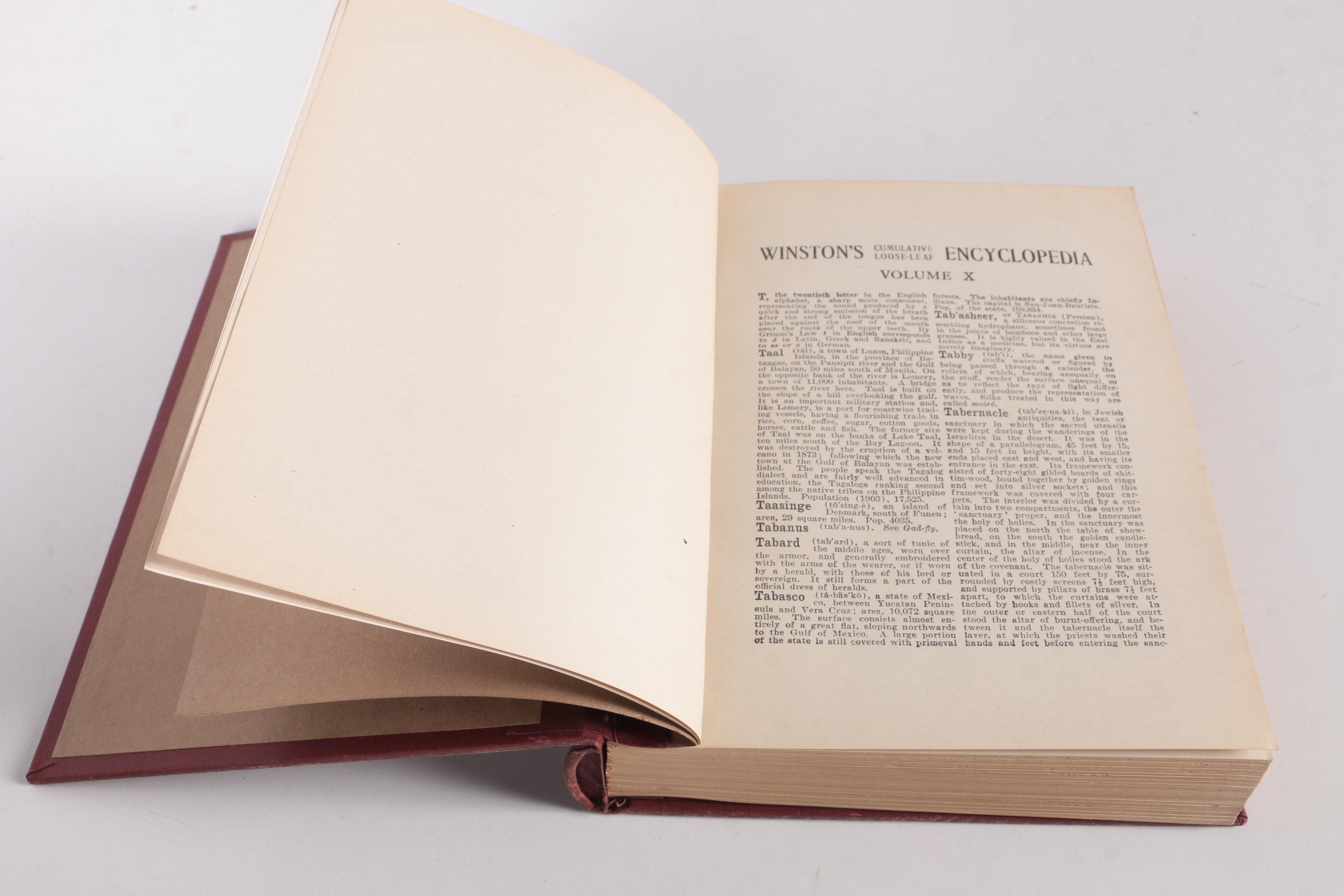 1921 "Winston's Cumulative Loose-Leaf Encyclopedia" in Ten Volumes