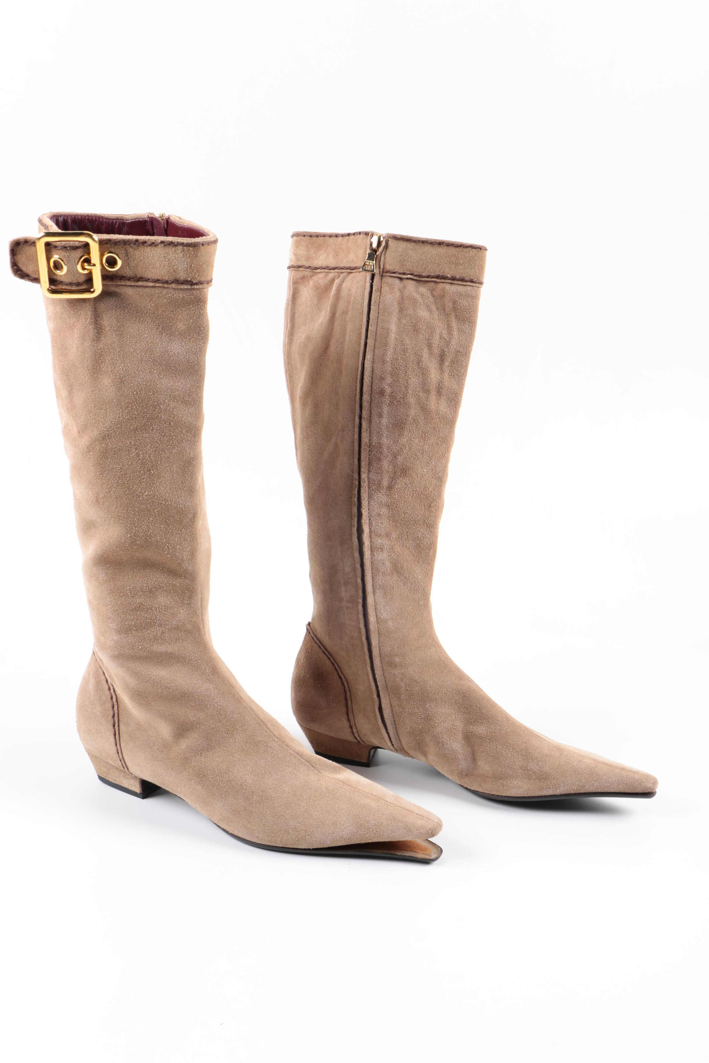 Prada Tan Suede Boots