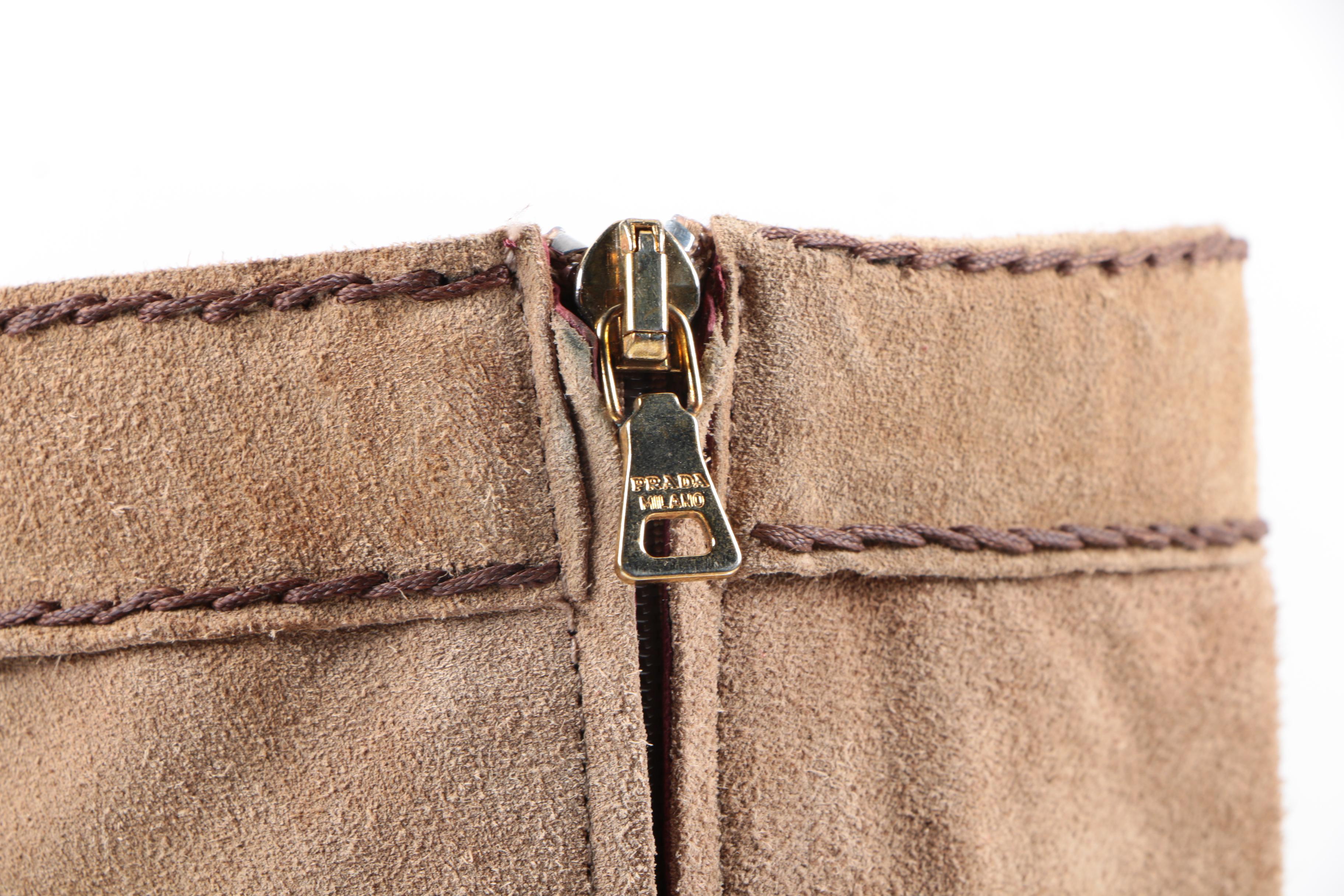 Prada Tan Suede Boots