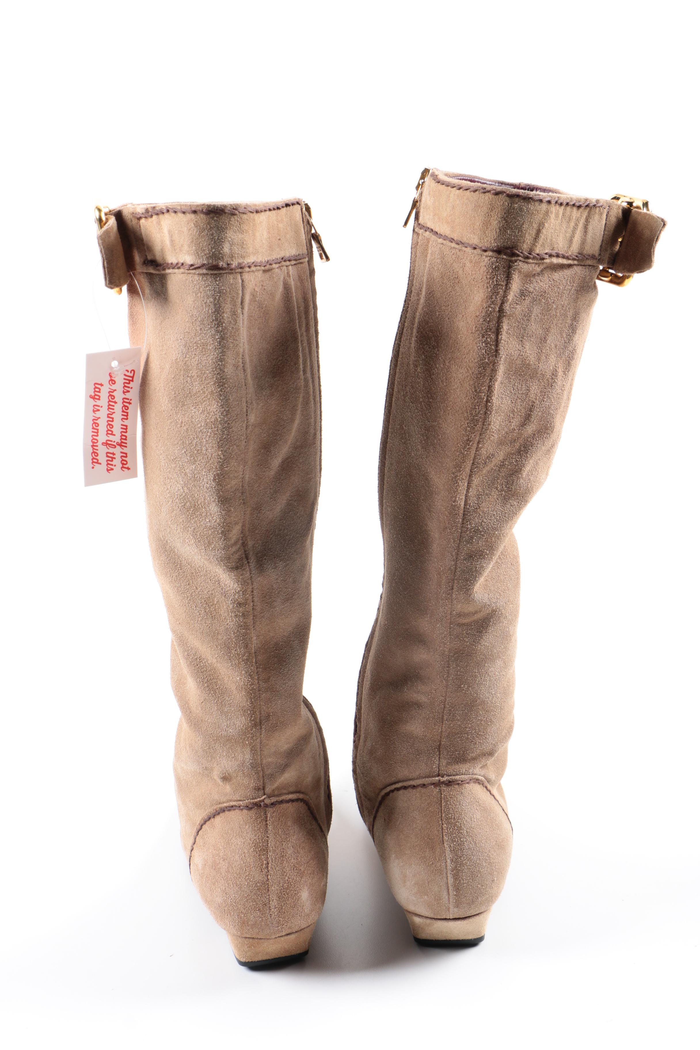 Prada Tan Suede Boots