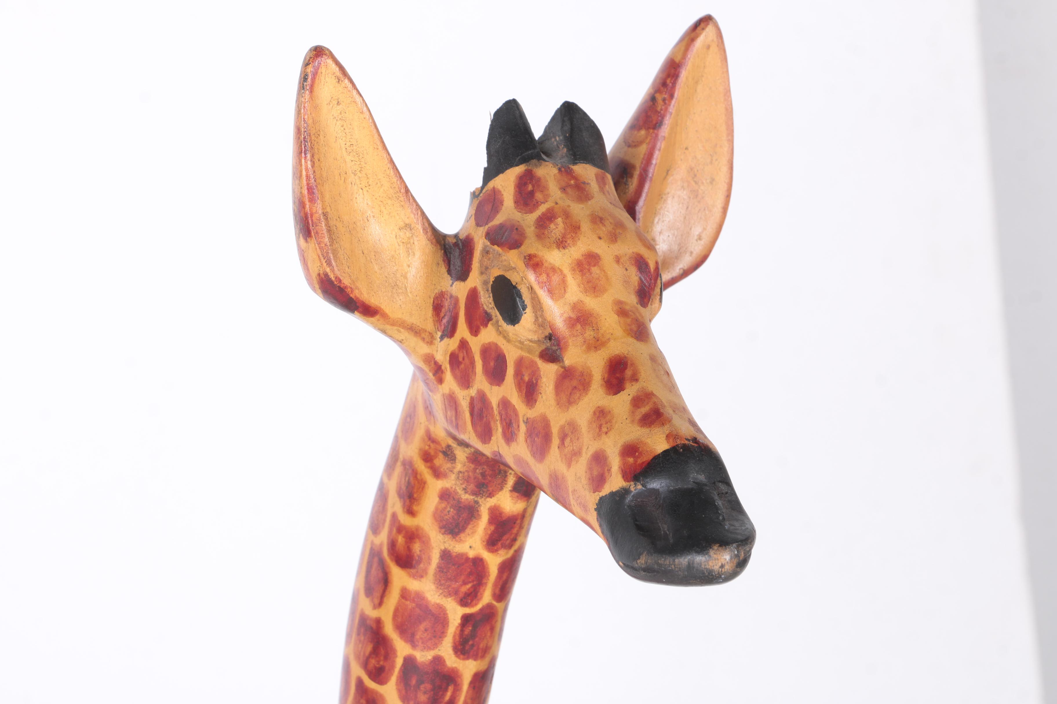 Carved Wood Giraffe Statue