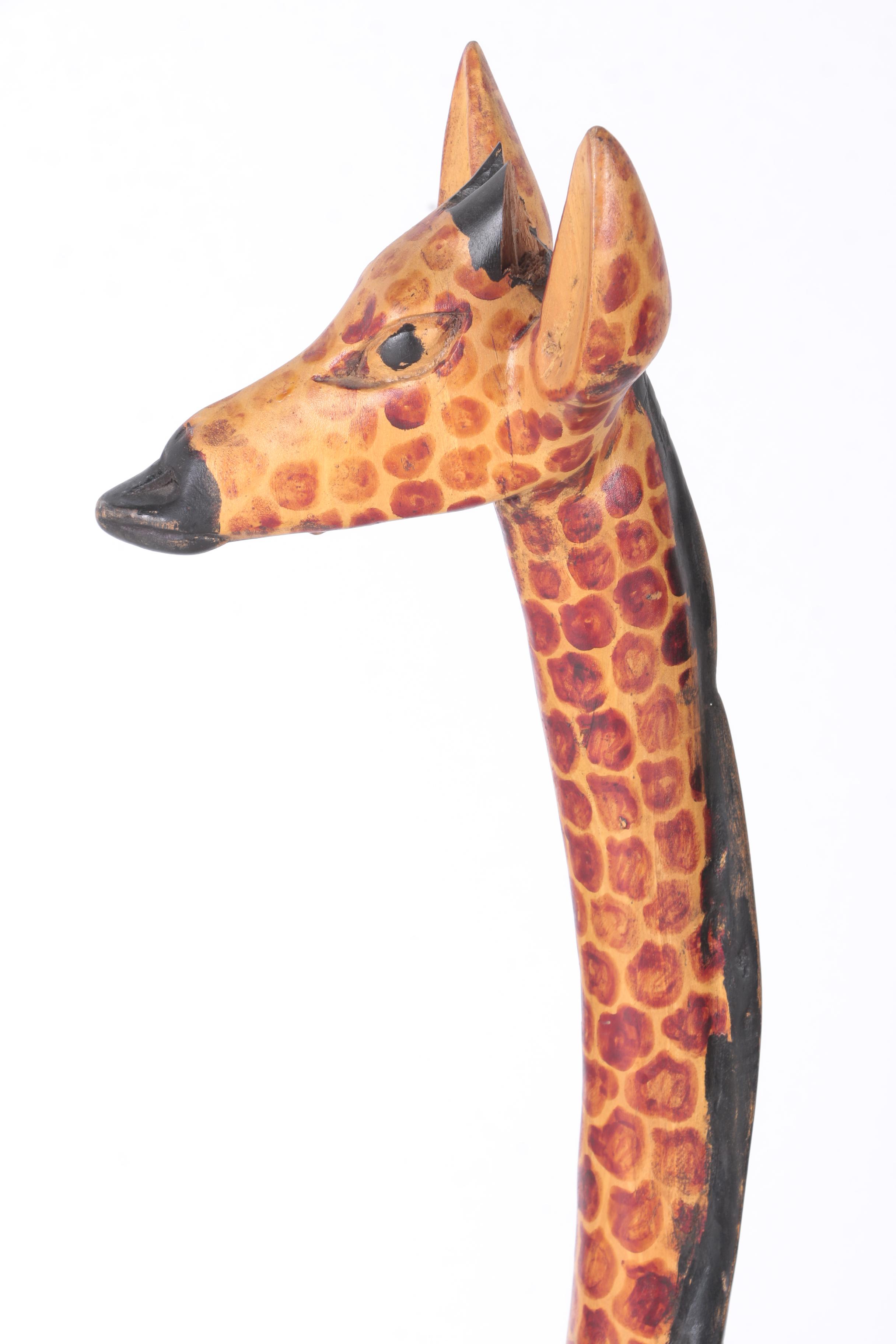 Carved Wood Giraffe Statue