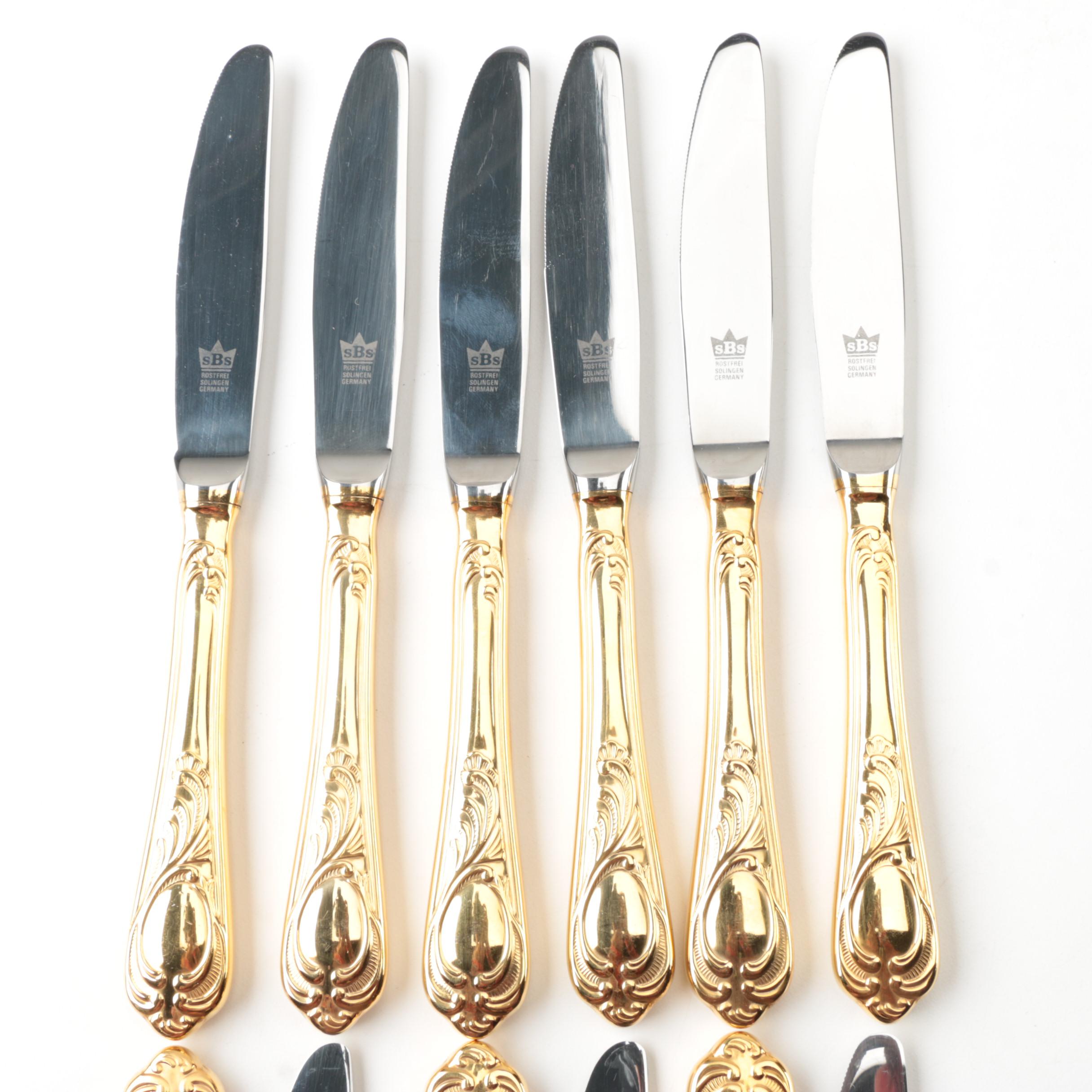 SBS Bestecke Solingen "Wein" Gold-Plated Stainless Flatware Set
