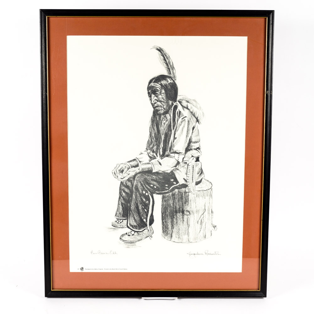 Pair of Framed Prints of Native American Portraits After Jacqueline Rochester