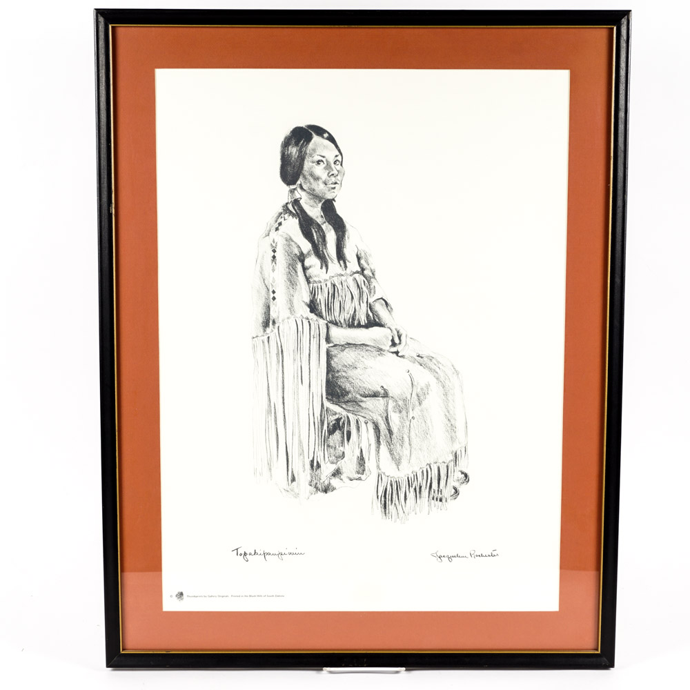 Pair of Framed Prints of Native American Portraits After Jacqueline Rochester