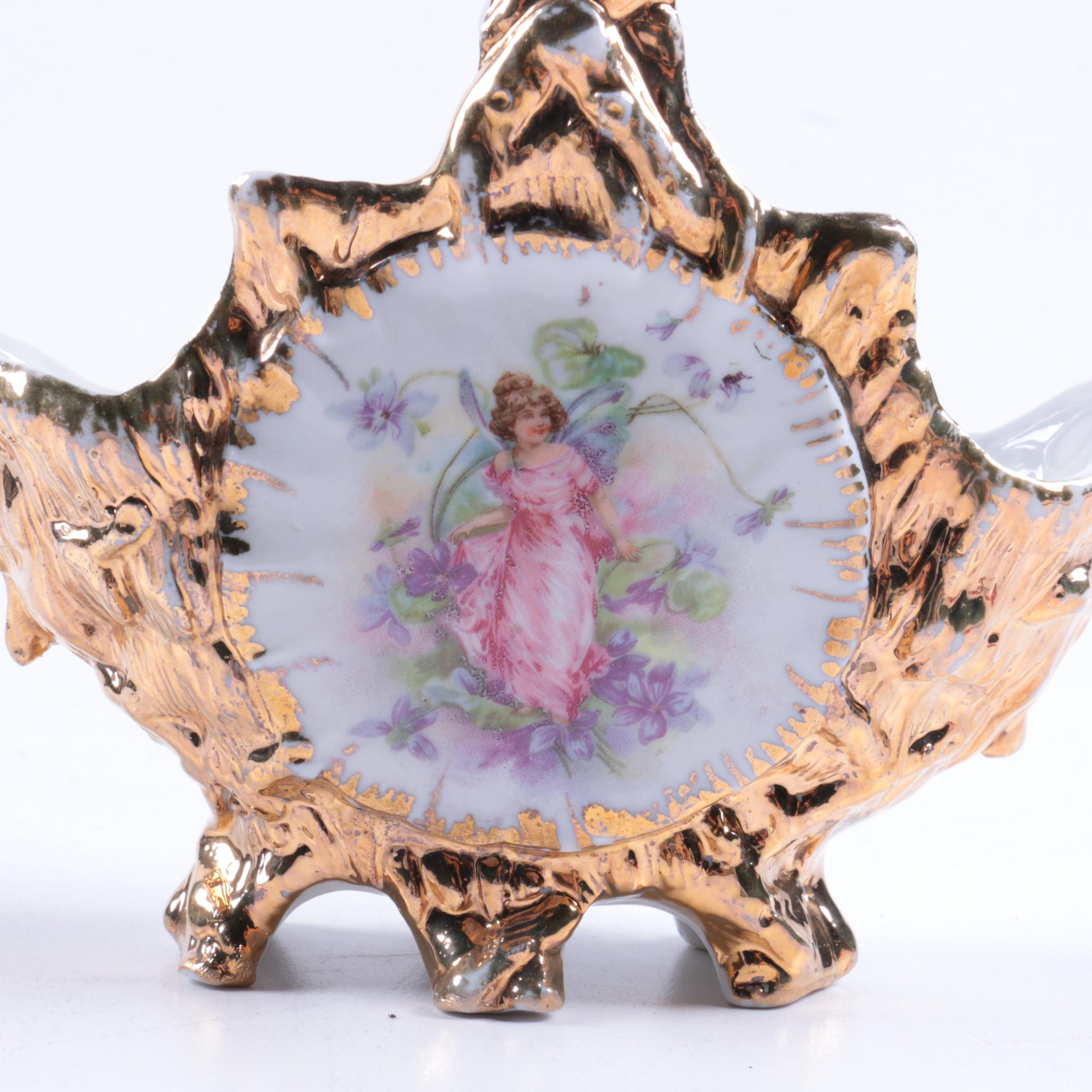 Vintage Figural Table Lamp with Candy Dish