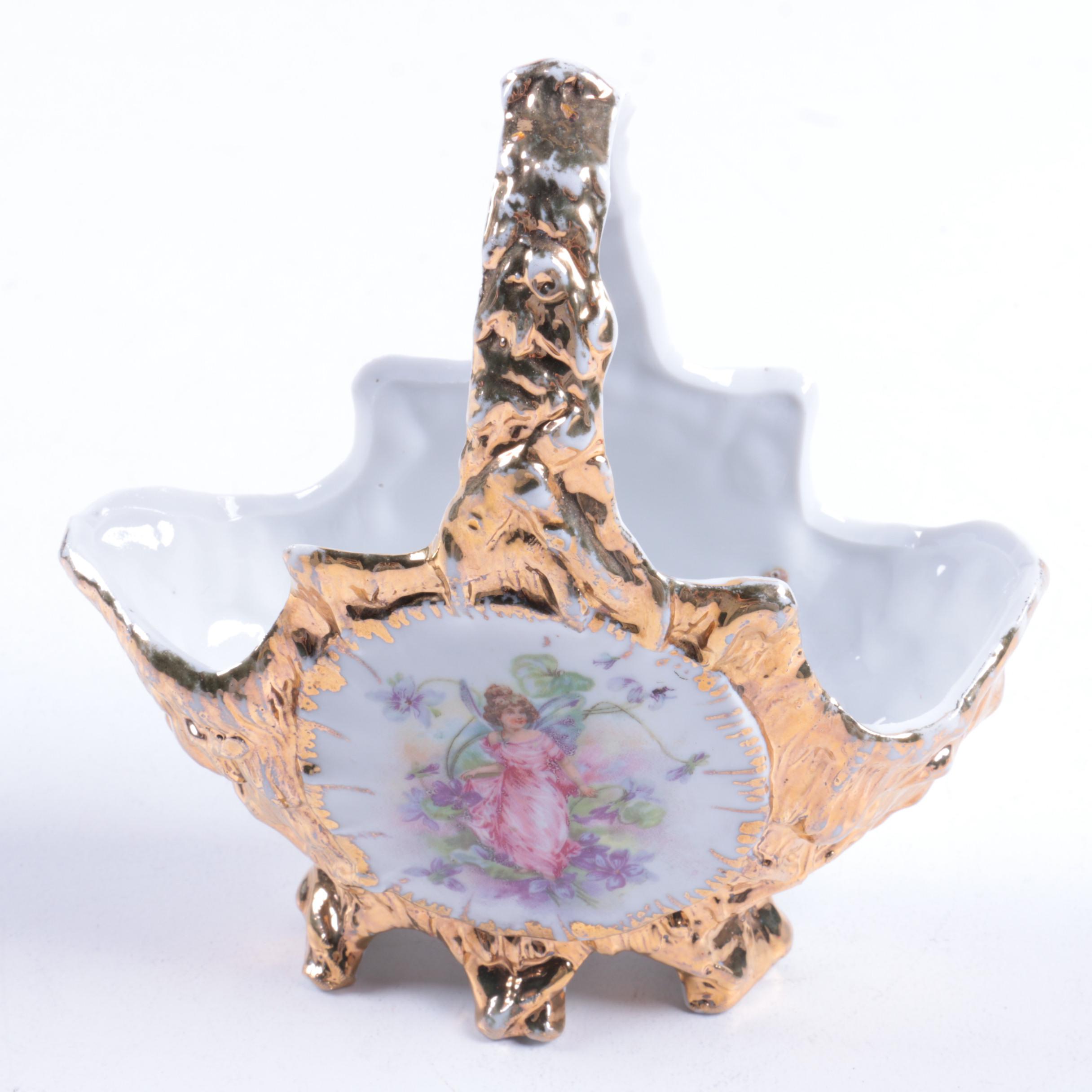 Vintage Figural Table Lamp with Candy Dish