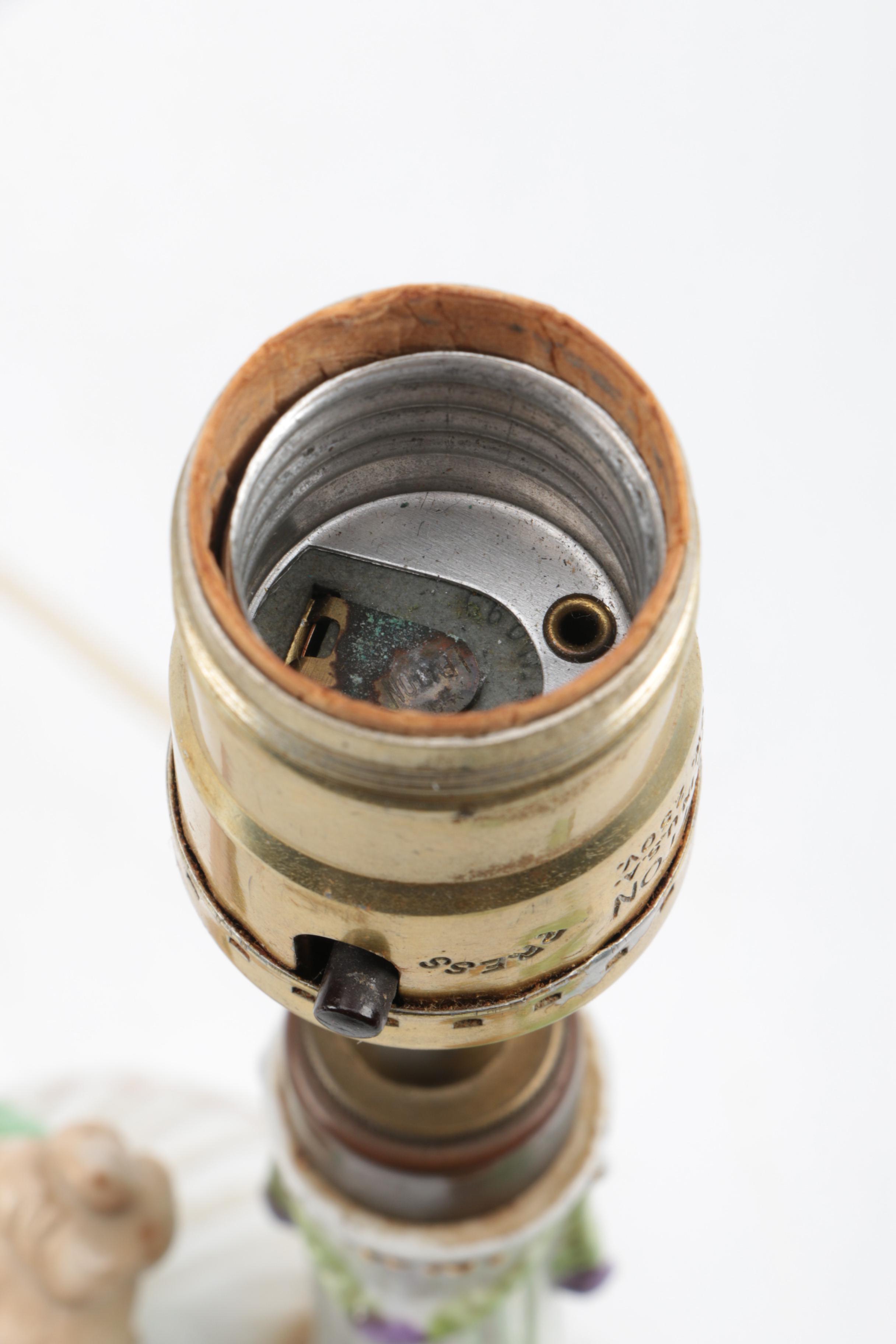 Vintage Figural Table Lamp with Candy Dish