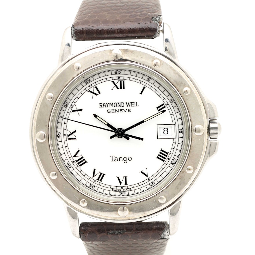 Raymond Weil Stainless Steel Leather Wristwatch
