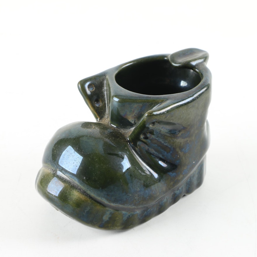 Boot Shaped Pottery Ash Tray or Planter