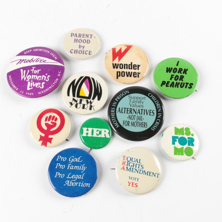 Political Pins Featuring Women's Rights