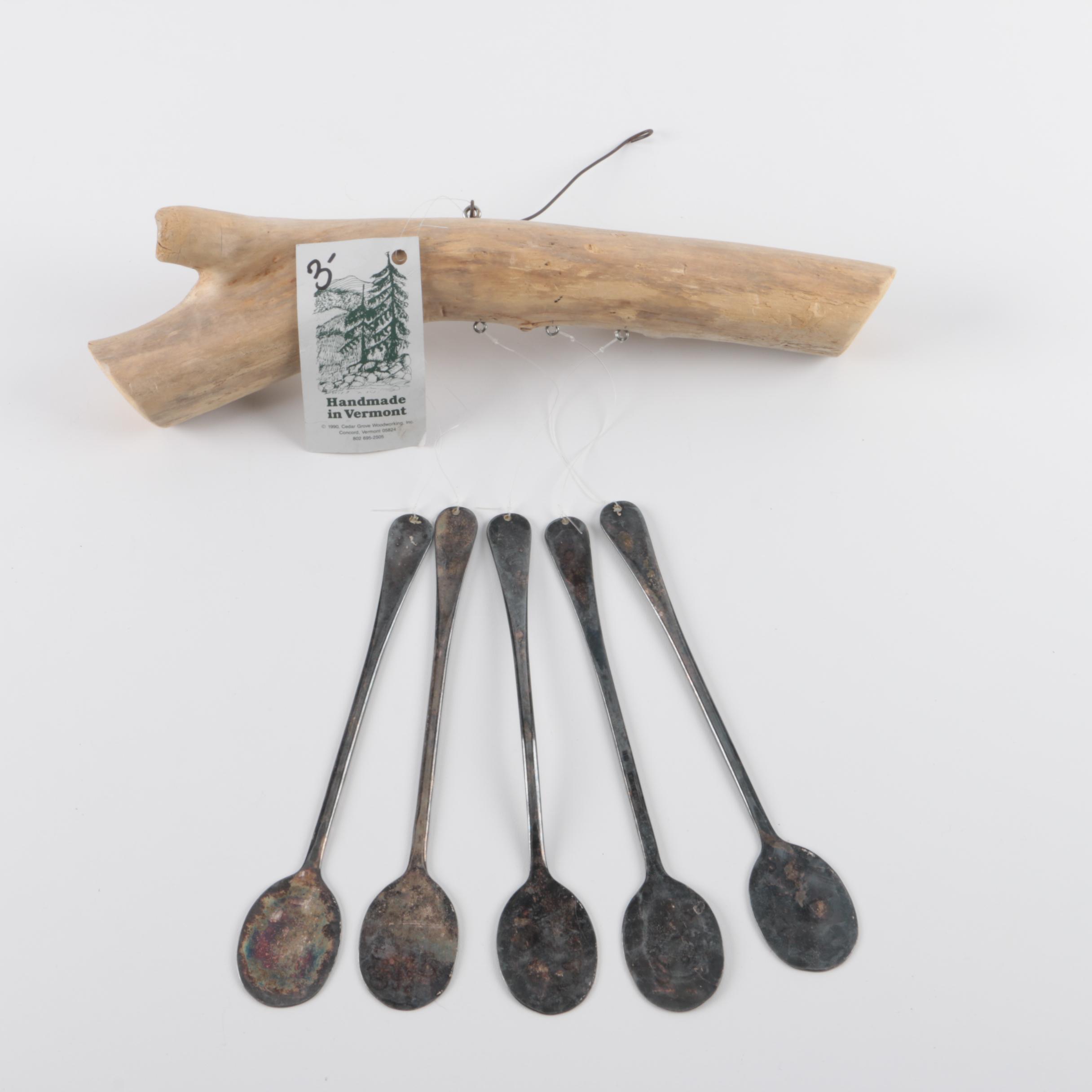 Handmade Driftwood & Silver-Plated Spoon Wind Chime