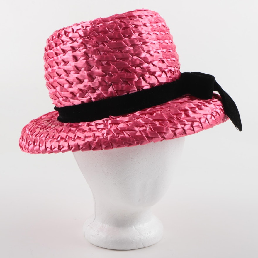 Vintage Darcel Woven Pink Cellophane Hat