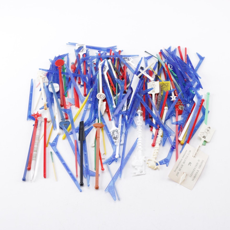 Assortment of Airline Plastic Swizzle Sticks