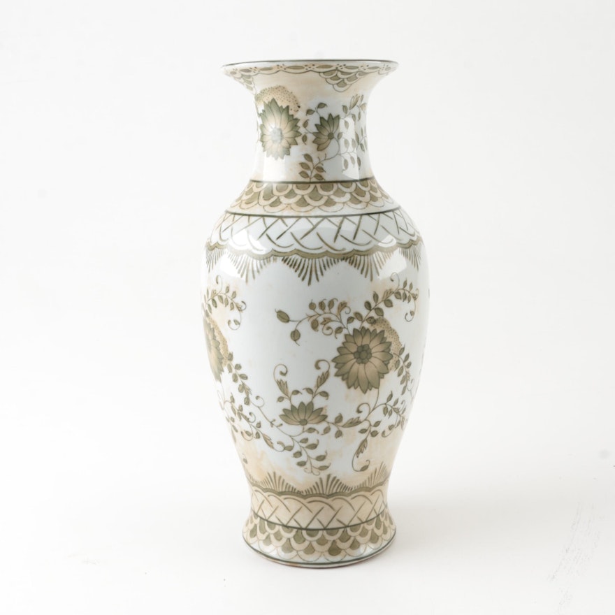 Chinese Olive and White Porcelain Vase