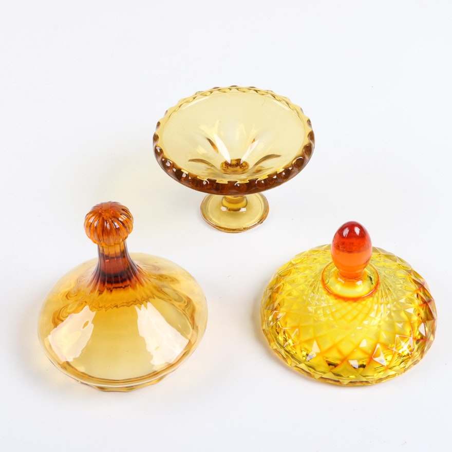 Amber Depression Glass Serveware