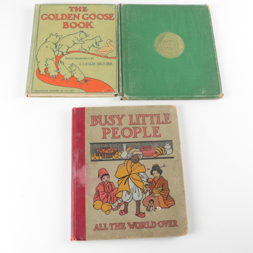 Vintage Children's Books Including "Busy Little People All The World-Over"