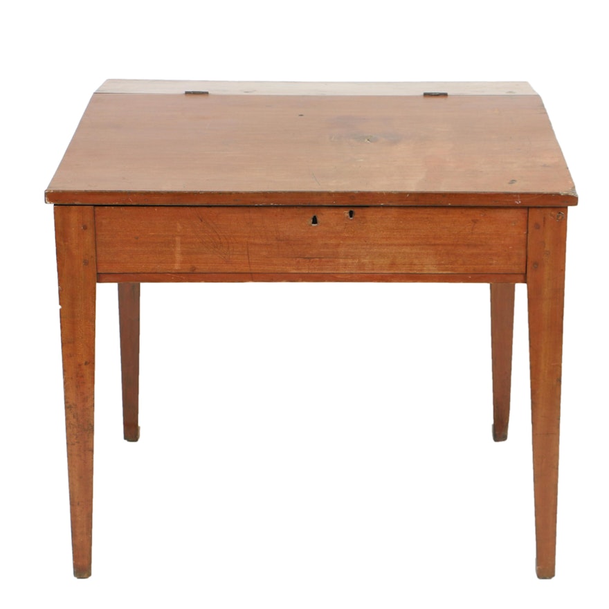 Antique Poplar Schoolmaster's Desk, Circa Second Quarter 19th Century