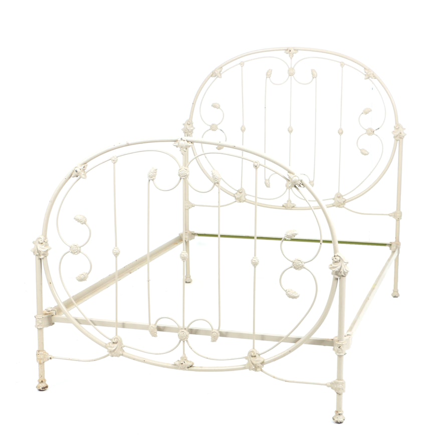 Antique Late Victorian Cast Iron Bed Frame, Circa 1900