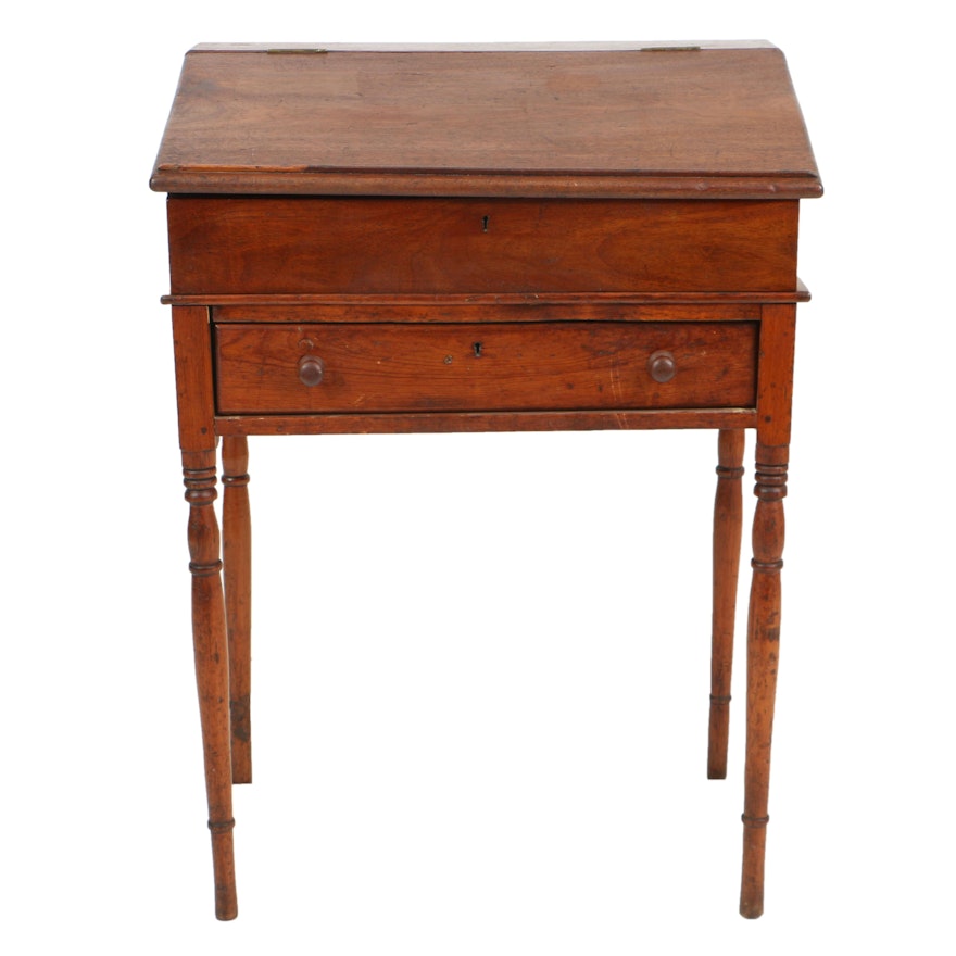 Antique Mahogany and Pine Desk-on-Stand, Circa 19th Century