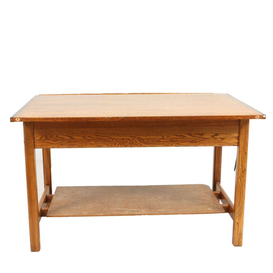 Vintage Tilt-Top Oak Drafting Table