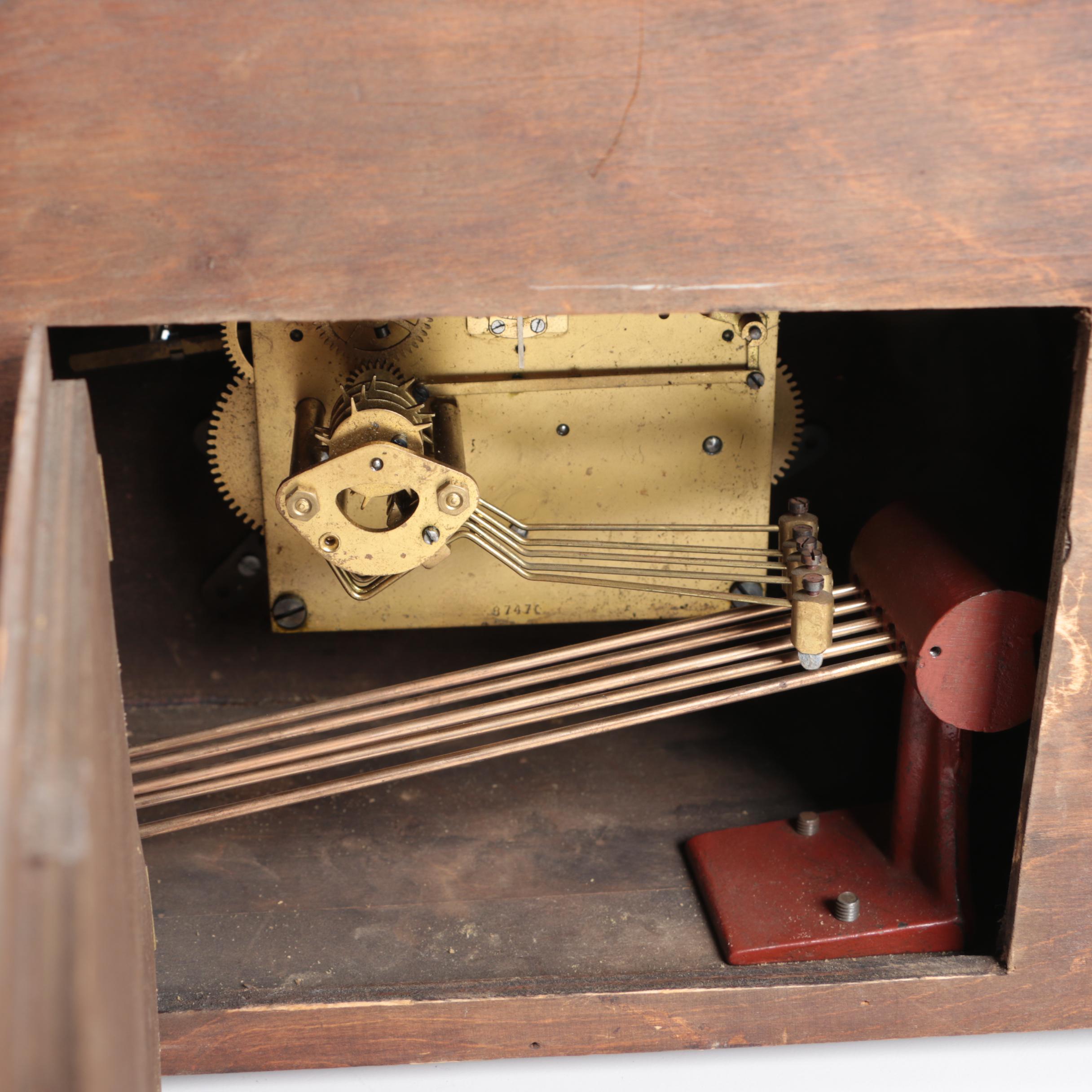 Vintage Art Deco Chiming Wooden Mantel Clock