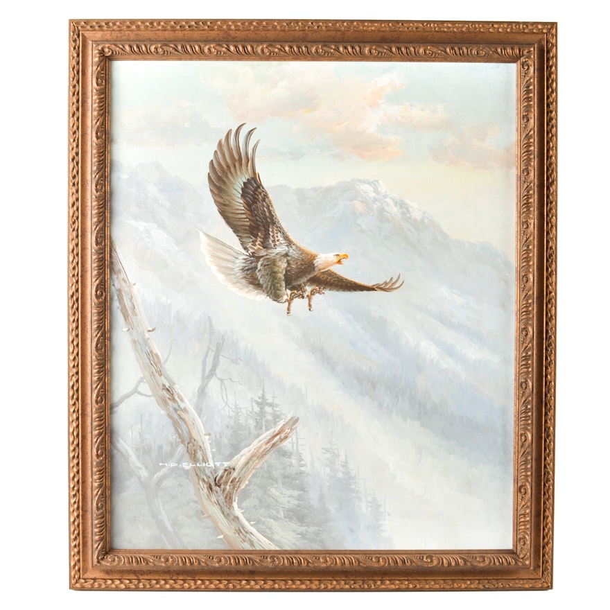 M.P. Elliot Oil on Canvas Eagle Painting
