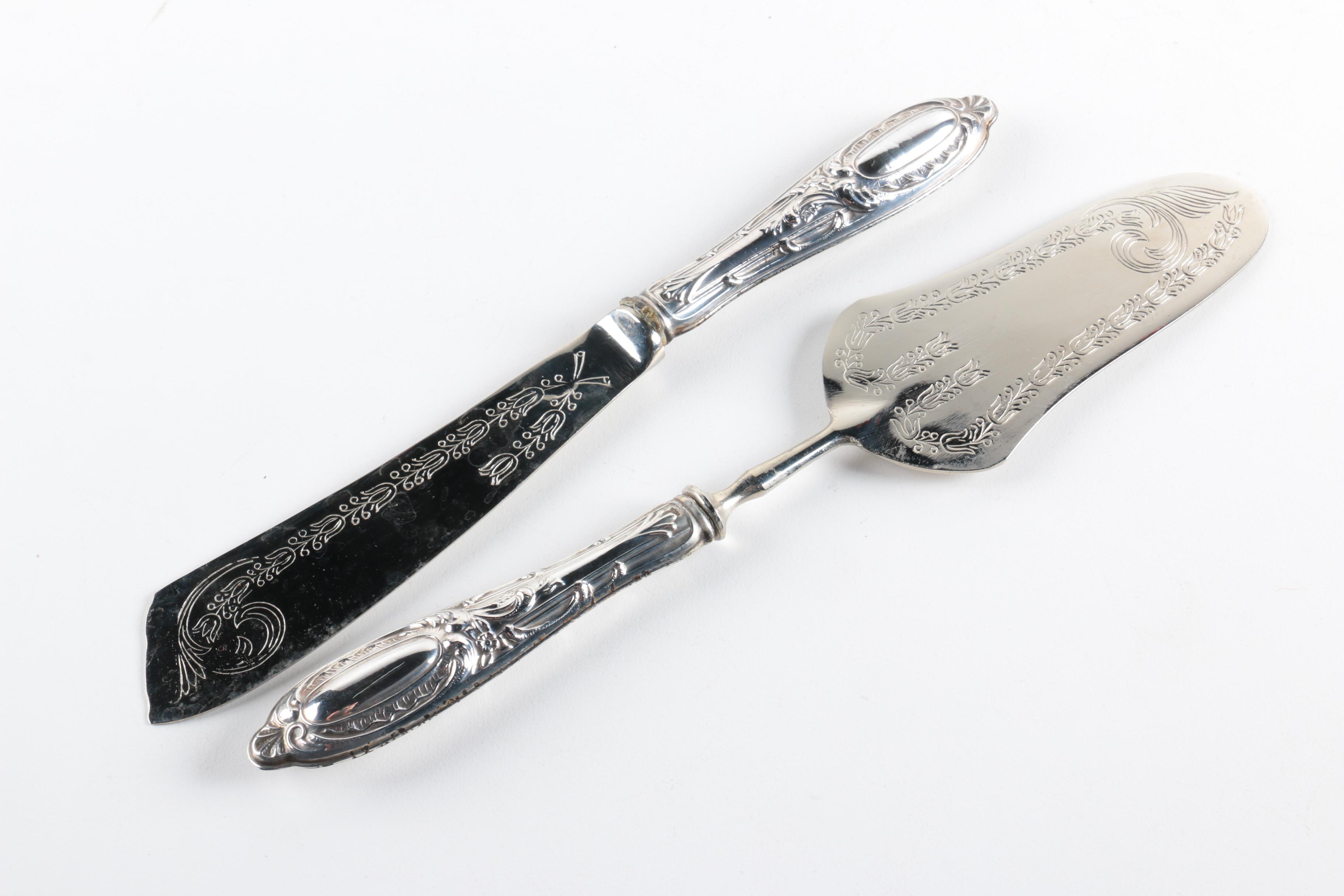 Argento 800 Silver Cake Set with Solingen Dessert Knives and Forks