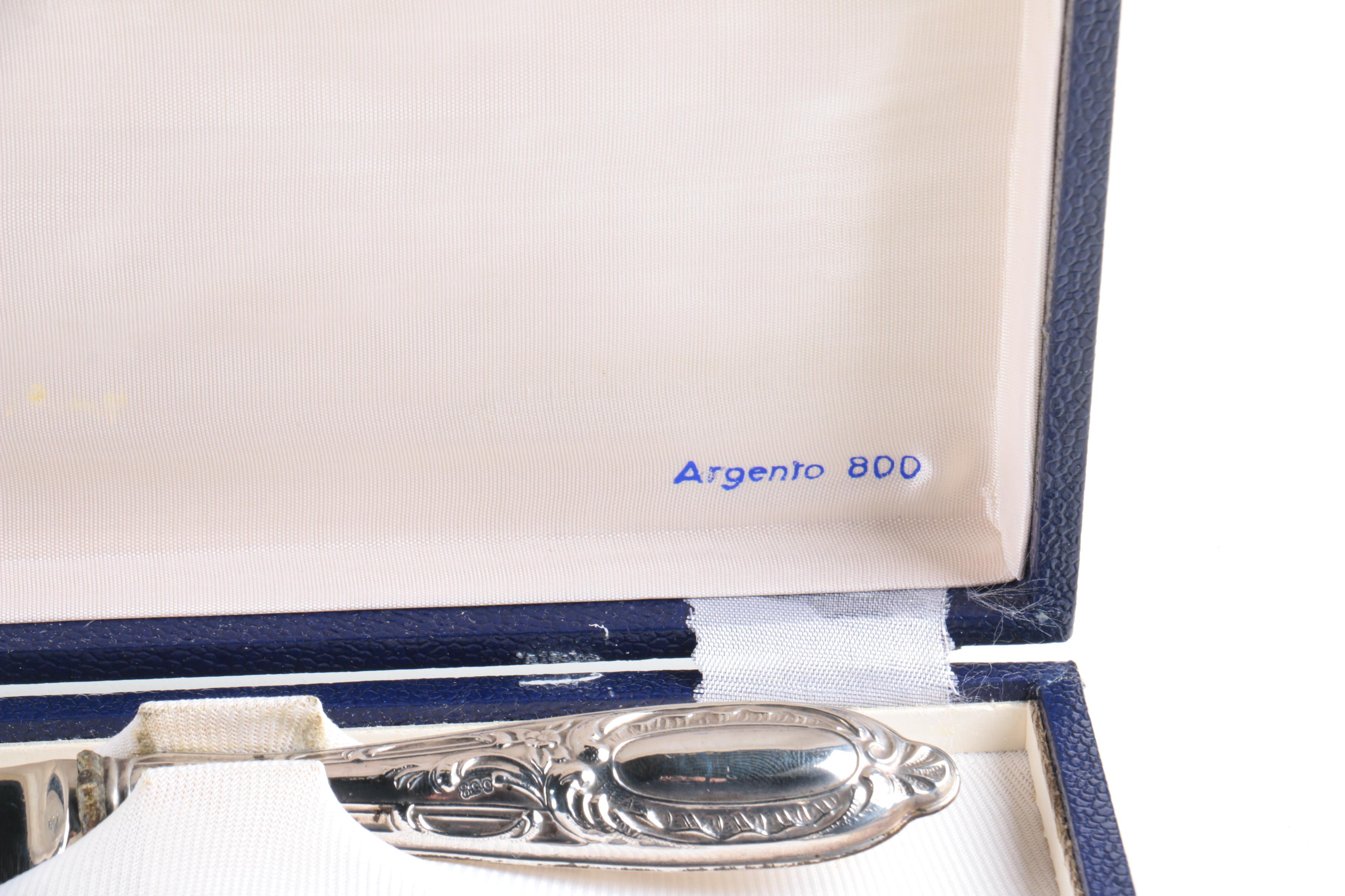 Argento 800 Silver Cake Set with Solingen Dessert Knives and Forks