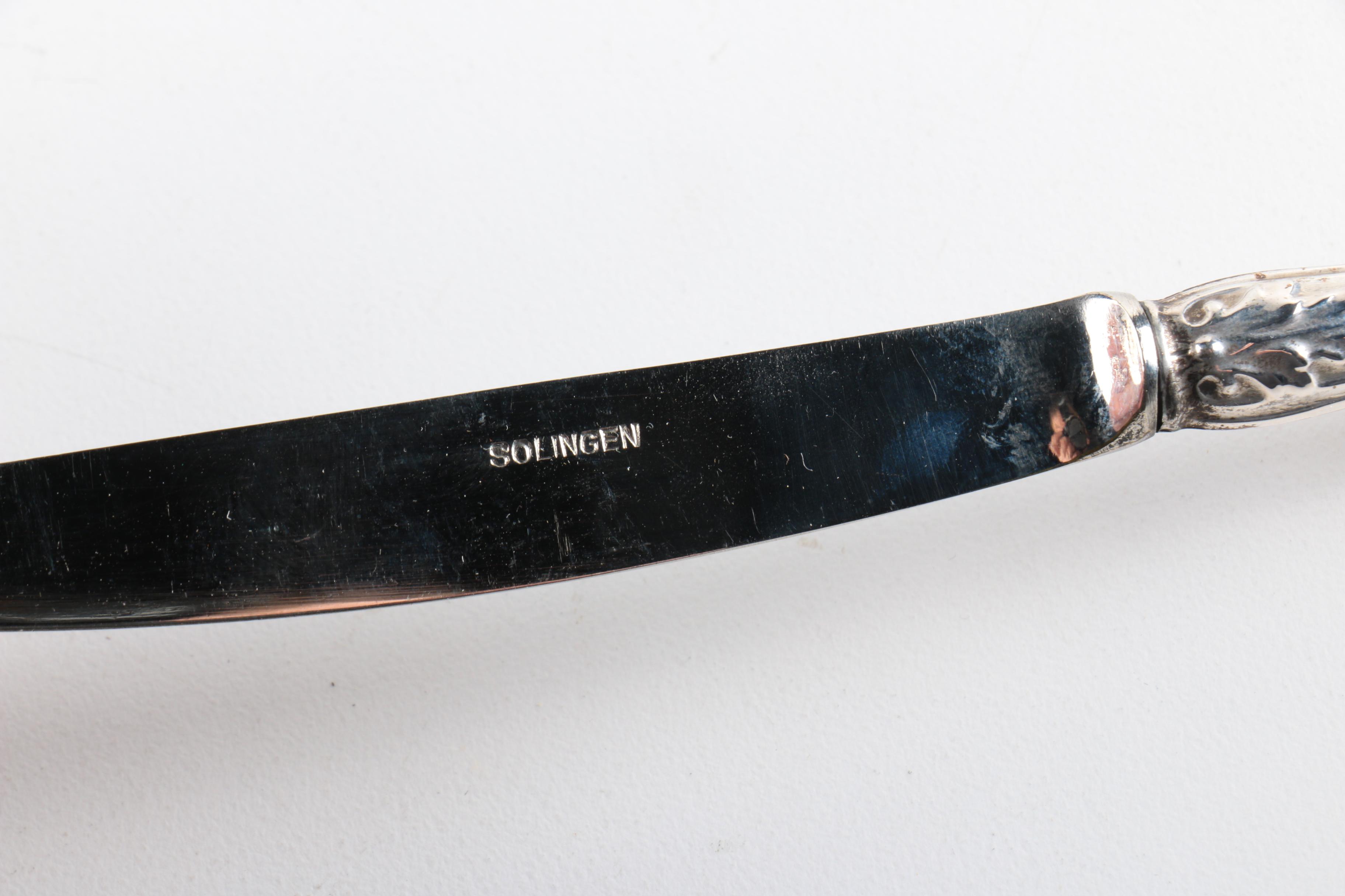 Argento 800 Silver Cake Set with Solingen Dessert Knives and Forks