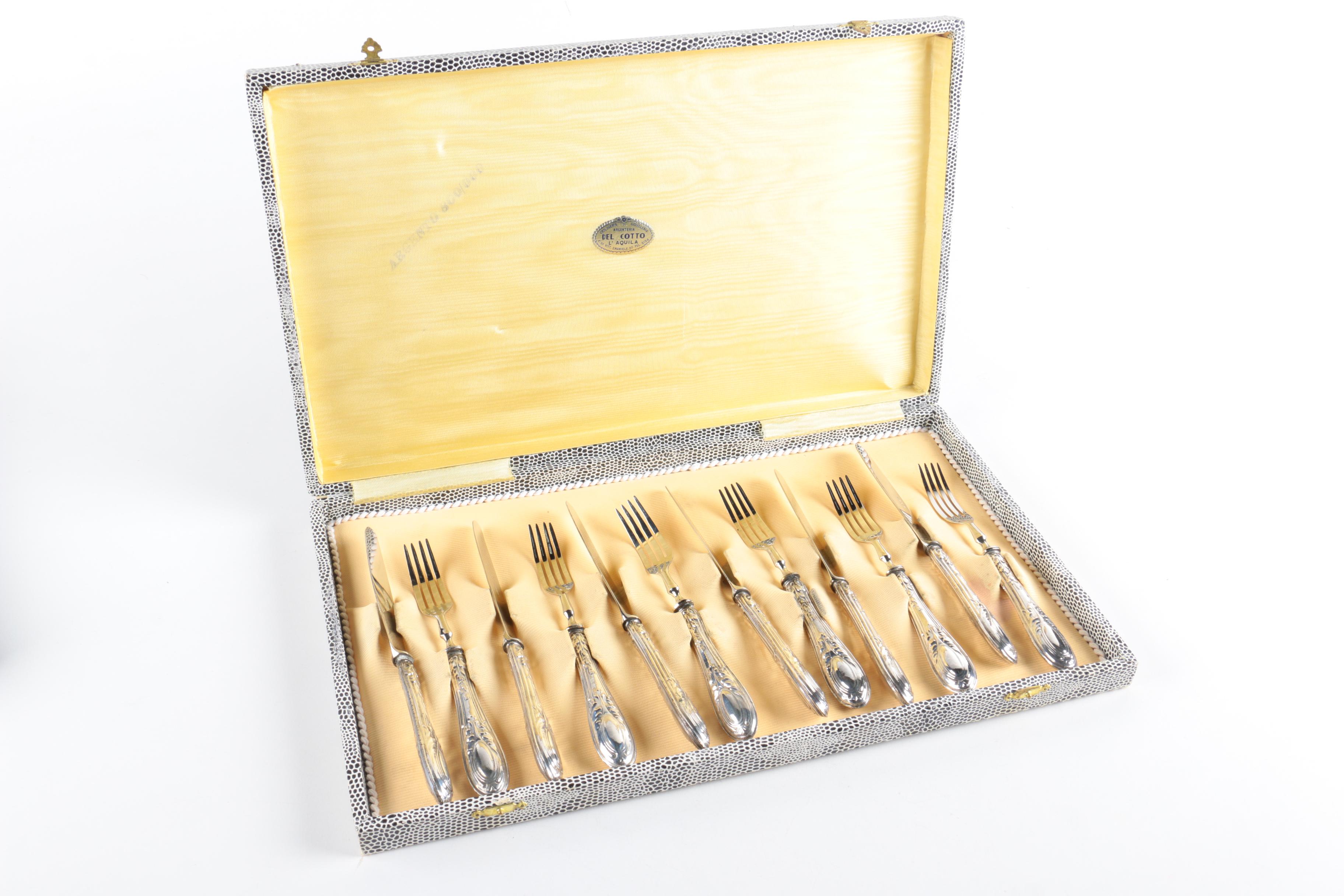 Argento 800 Silver Cake Set with Solingen Dessert Knives and Forks