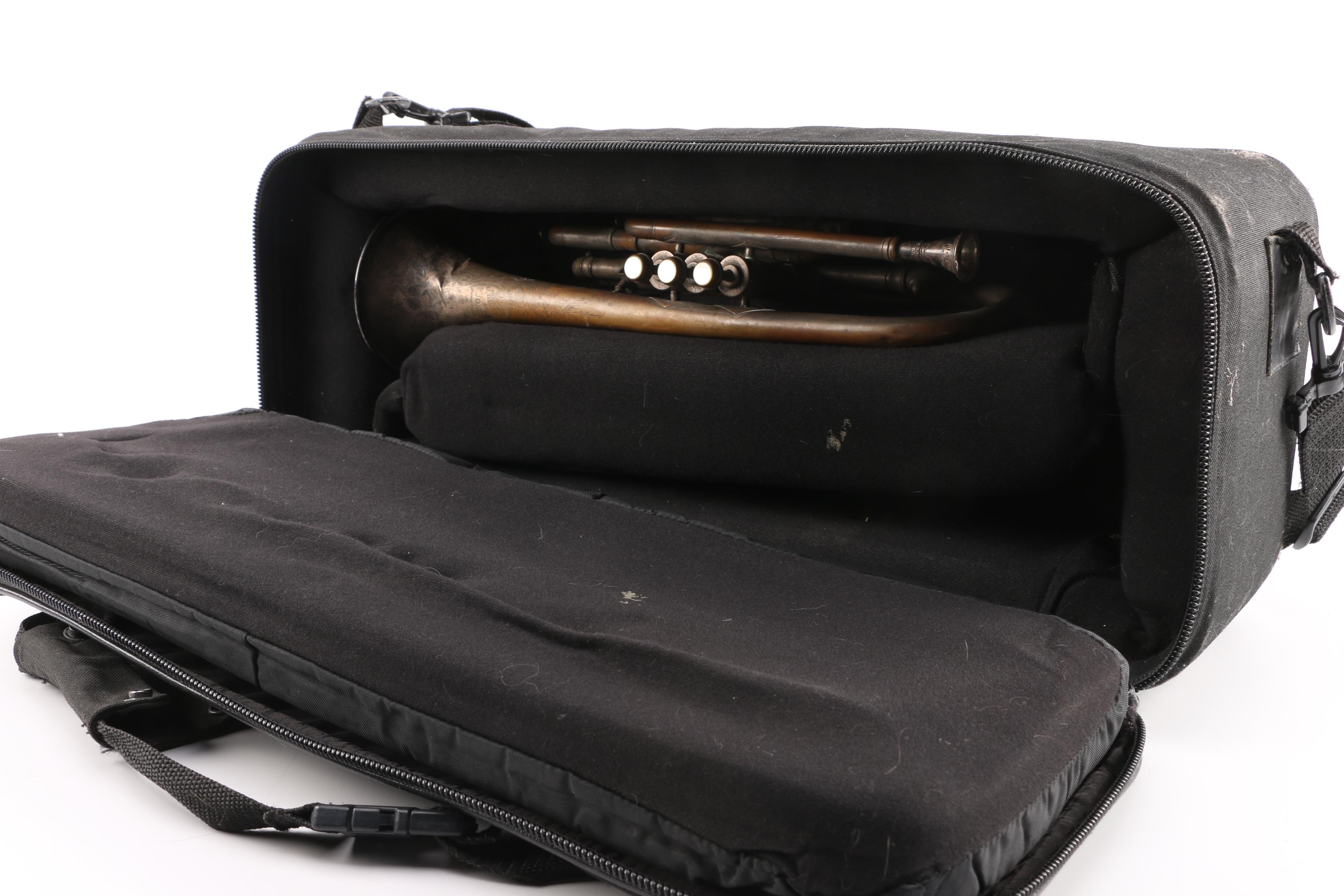 Vintage J.W. York and Sons Perfec-Tone Coronet and WolfPak Double Trumpet Case